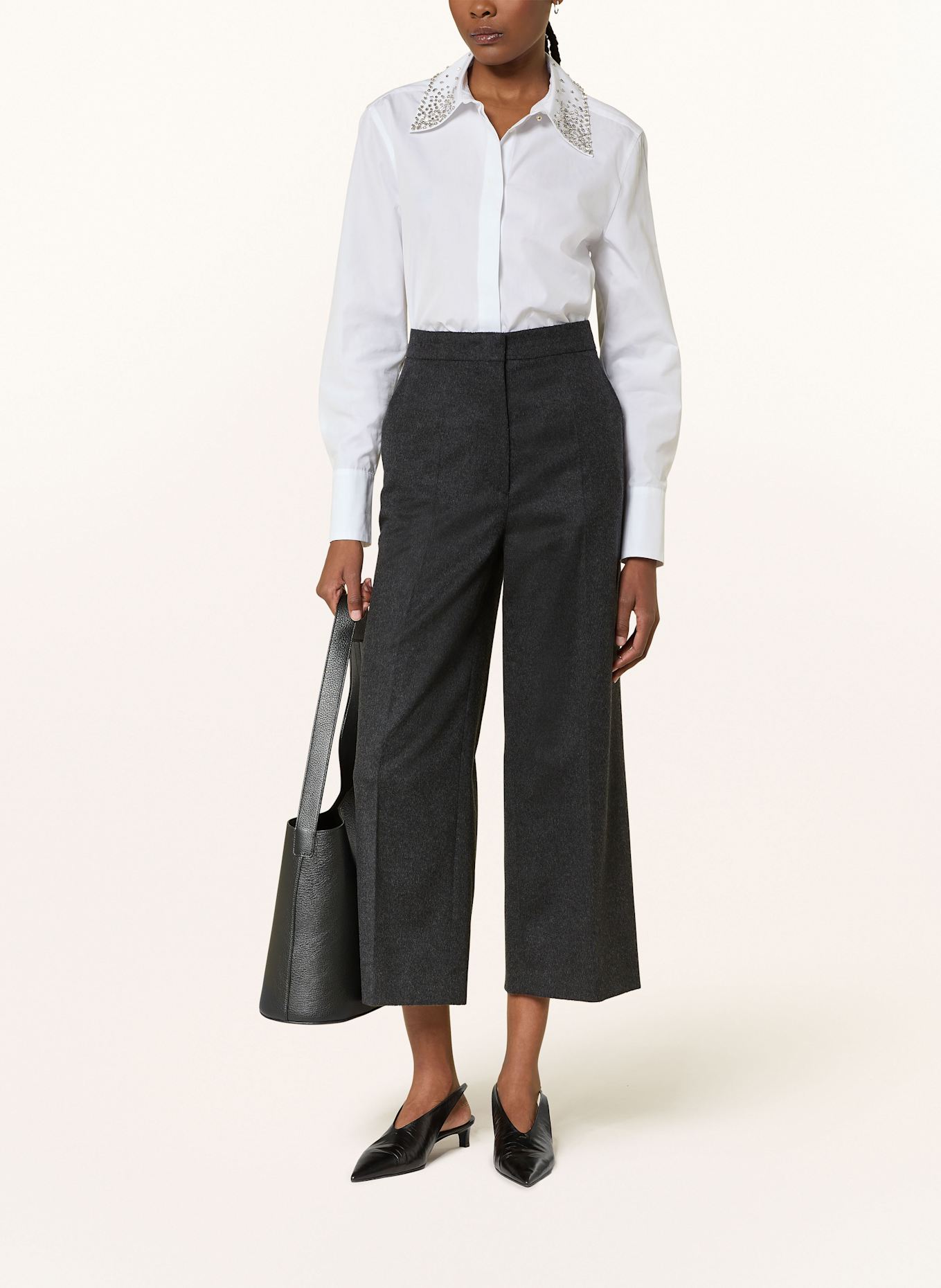 Max Mara STUDIO Hemdbluse STAFFA mit Schmucksteinen: WEISS