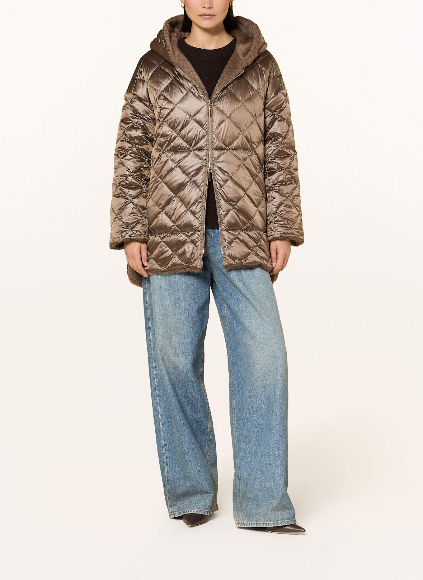 Max Mara The Cube Daunenmantel SPACEFE zum Wenden mit Alpaka und Kunstfell: BRAUN