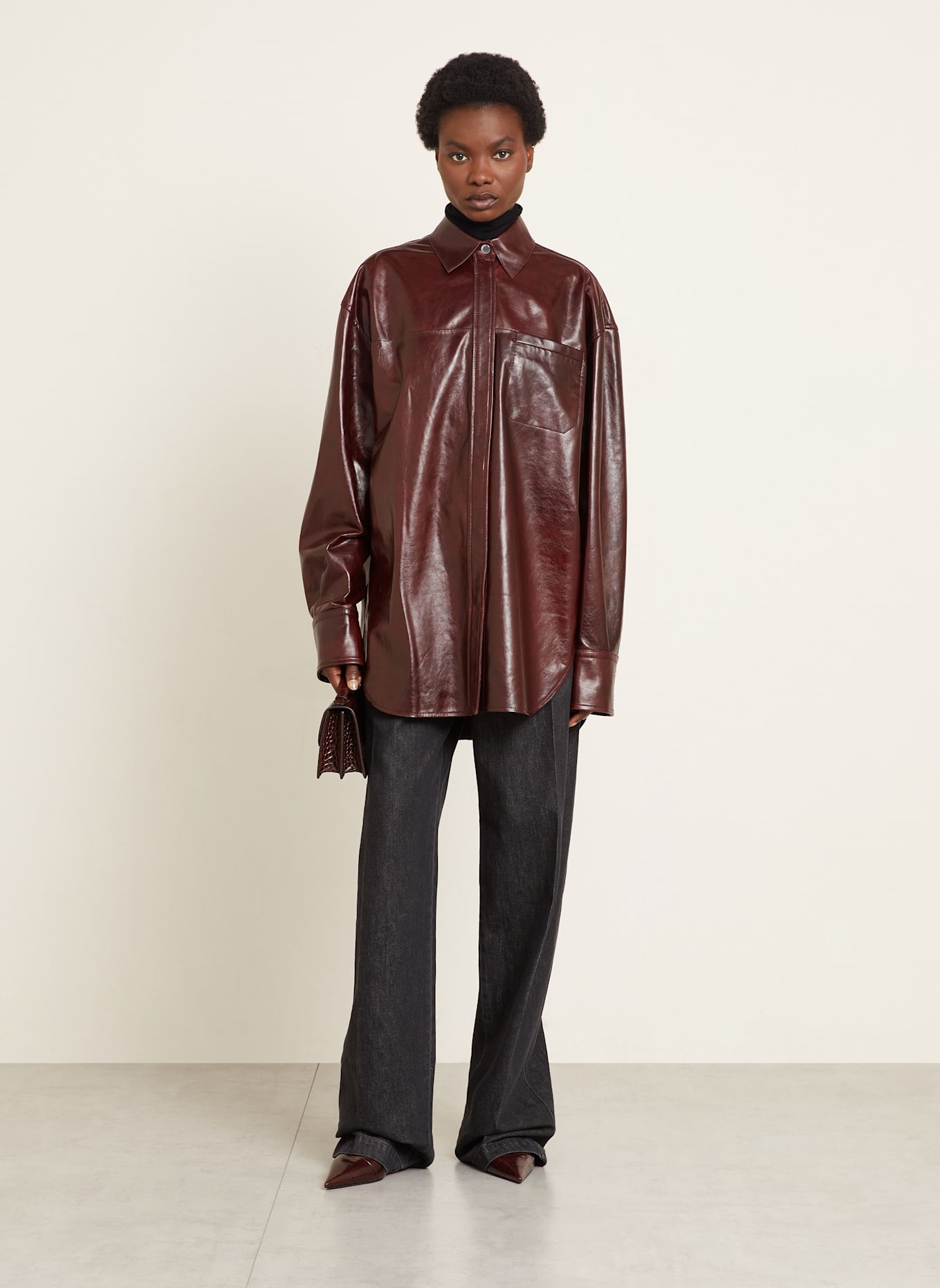 SPORTMAX Survêtement BOREL en cuir: ROUGE FONCÉ