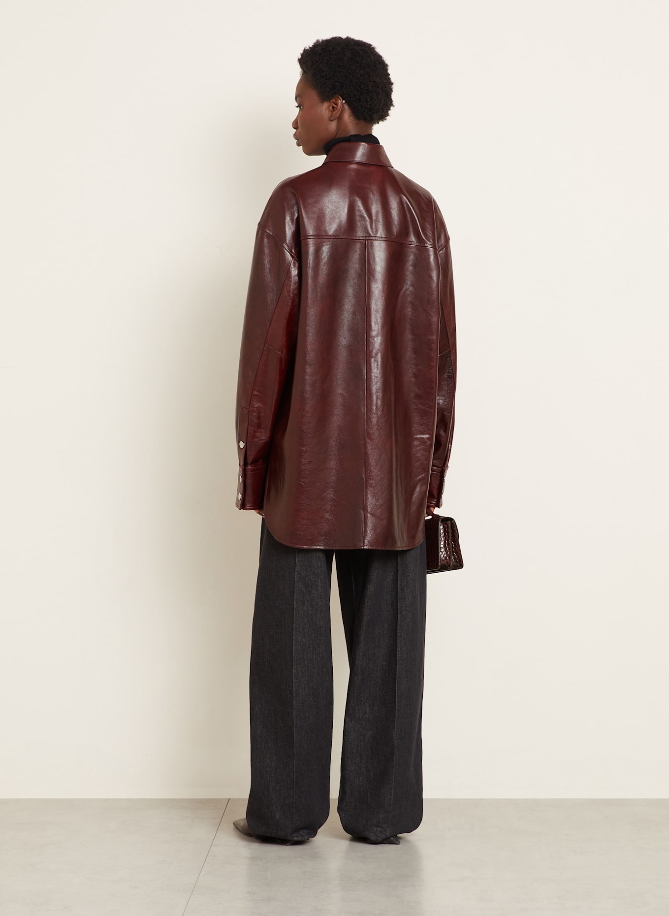 SPORTMAX Survêtement BOREL en cuir: ROUGE FONCÉ