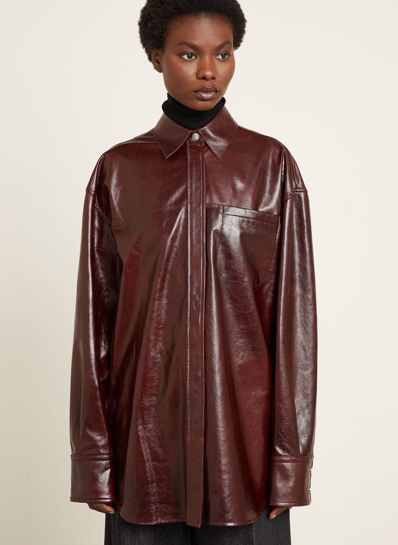 SPORTMAX Survêtement BOREL en cuir: ROUGE FONCÉ