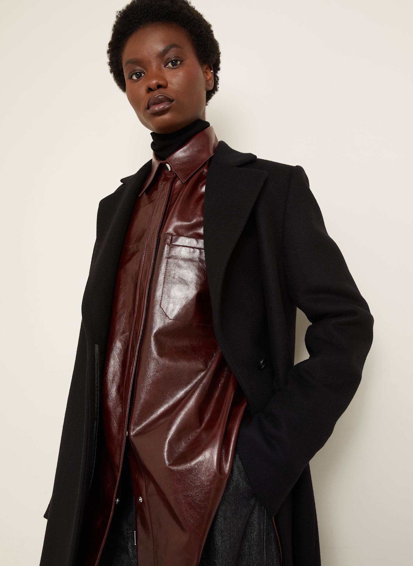 SPORTMAX Survêtement BOREL en cuir: ROUGE FONCÉ