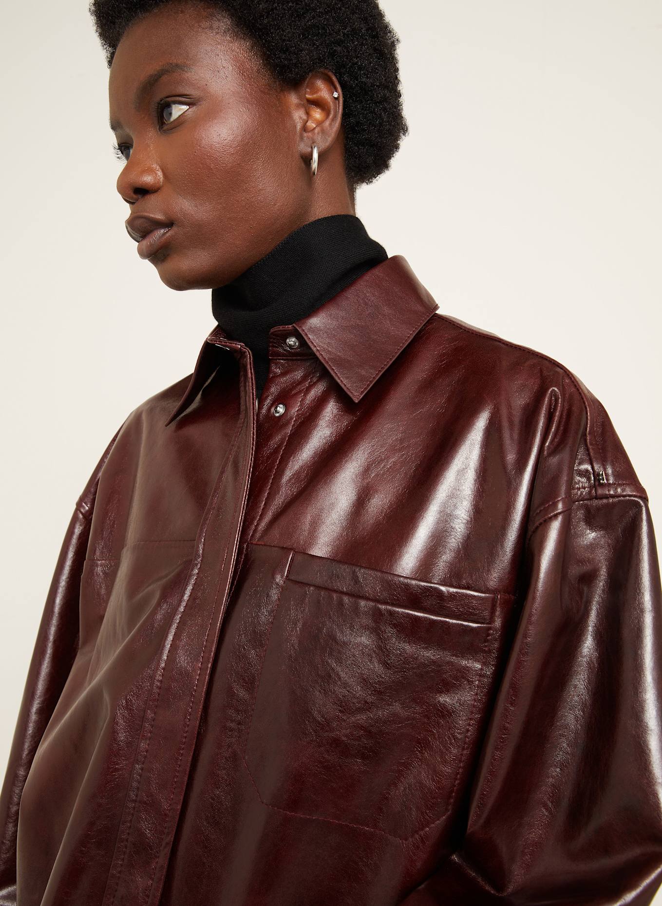 SPORTMAX Survêtement BOREL en cuir: ROUGE FONCÉ