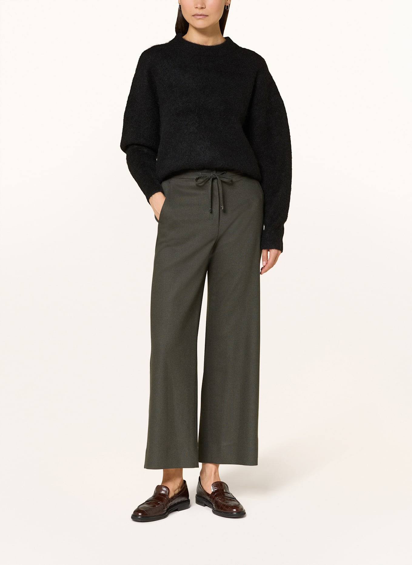 S Max Mara Pantalon 7/8 FLORIA en flanelle: GROEN