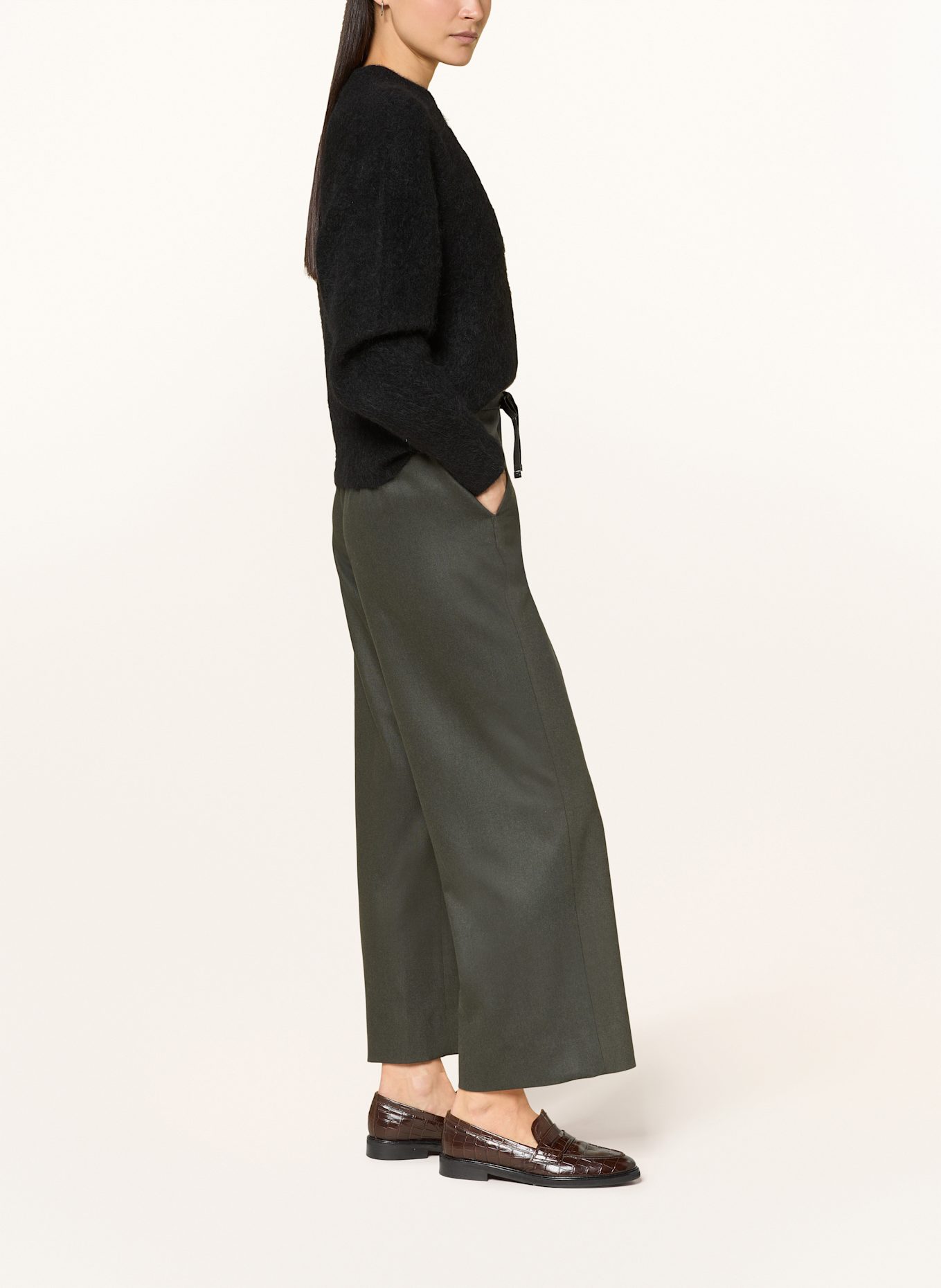S Max Mara Pantalon 7/8 FLORIA en flanelle: GROEN