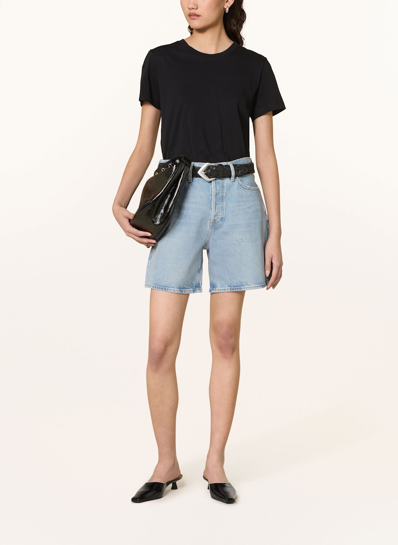 AGOLDE DAME denim shorts: coax vint marbled ind