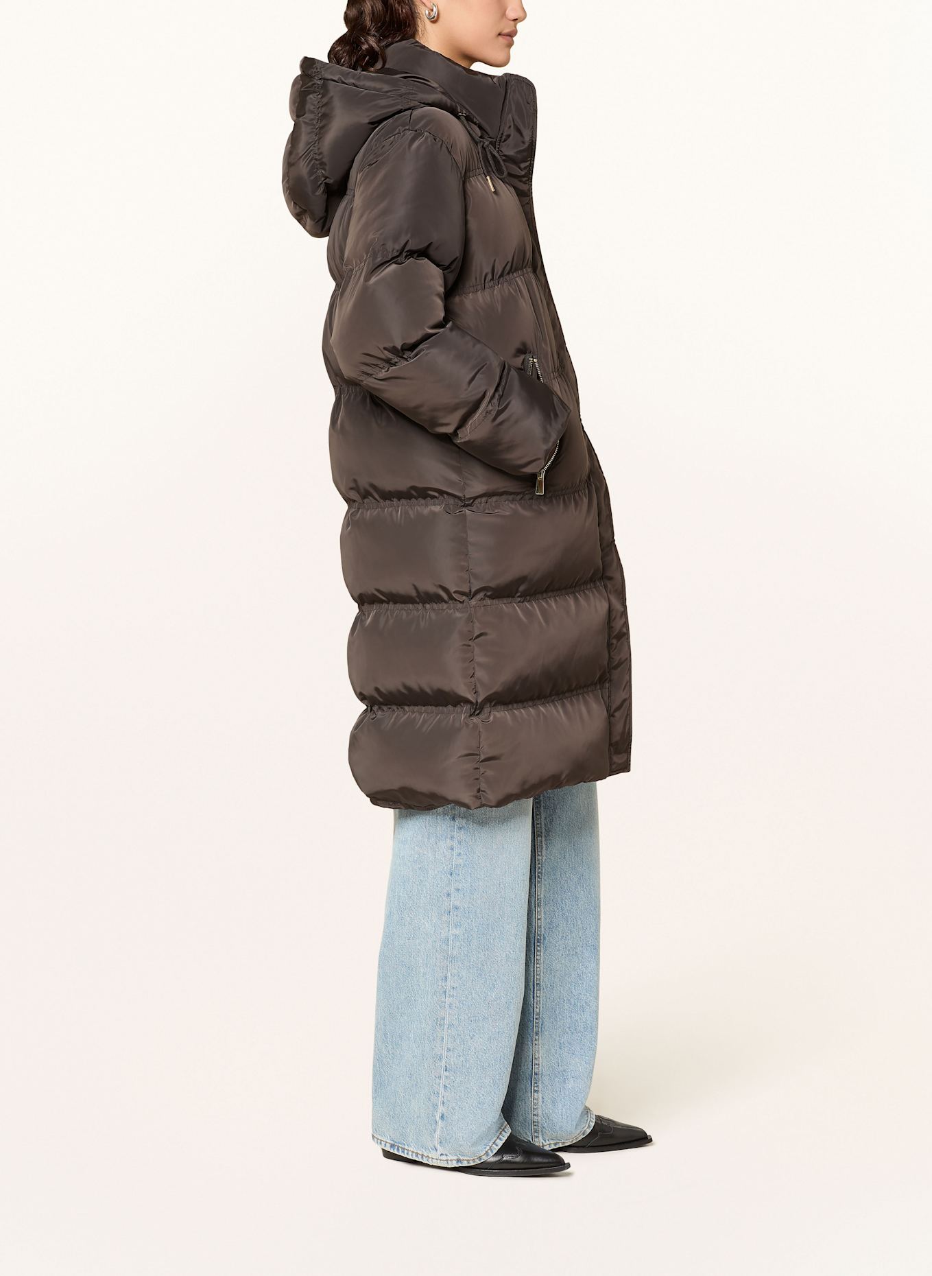 NEO NOIR Steppmantel LUCETTE mit abnehmbarer Kapuze: DUNKELBRAUN