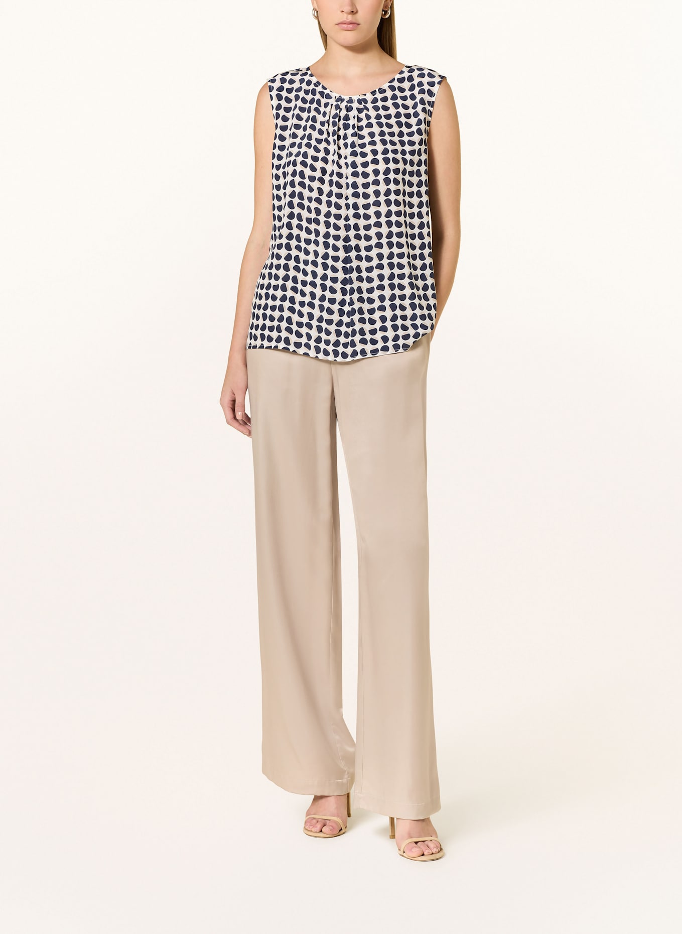 CINQUE Blusentop CIPINO: WEISS / DUNKELBLAU / HELLBRAUN