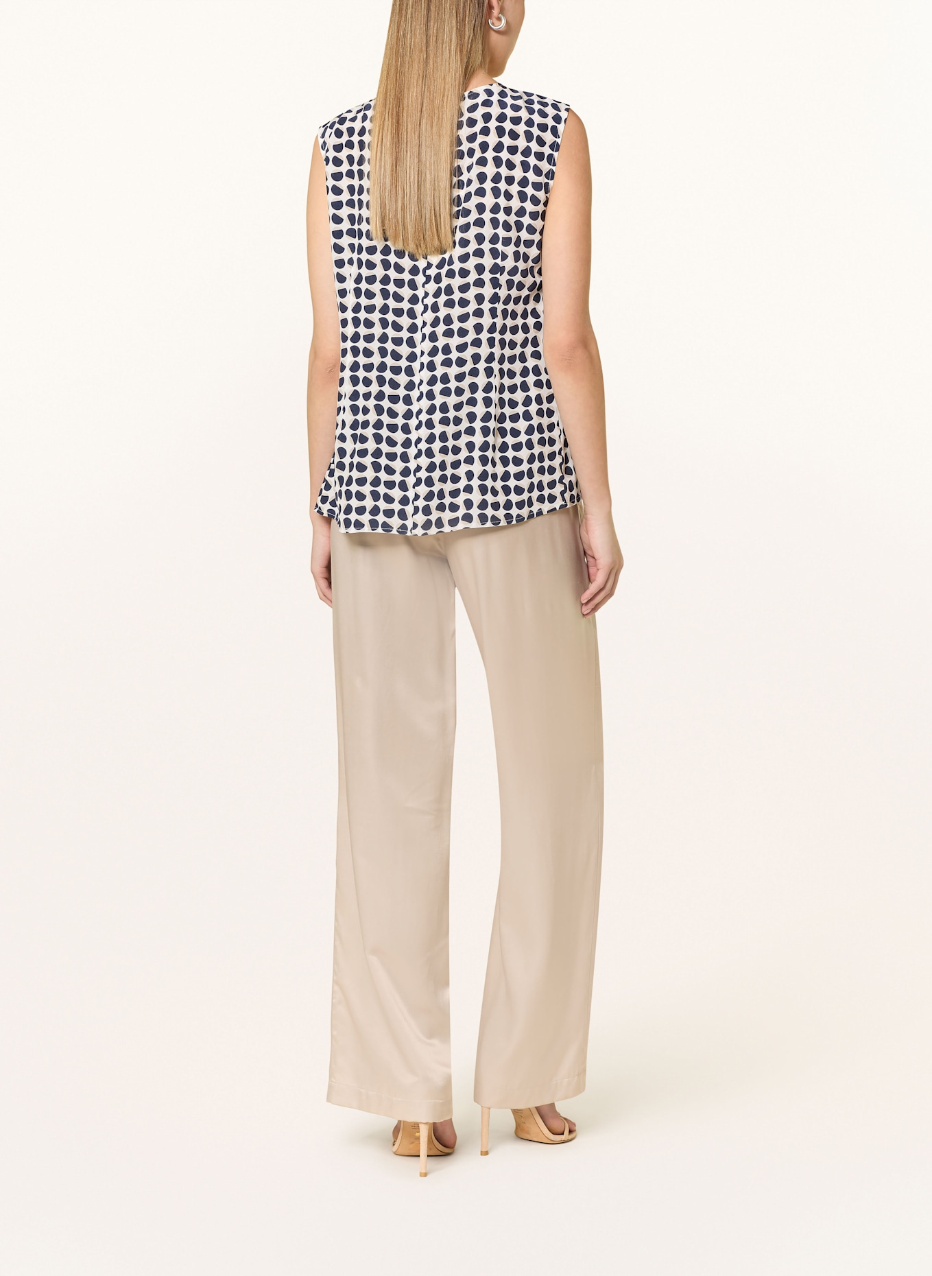 CINQUE Blusentop CIPINO: WEISS / DUNKELBLAU / HELLBRAUN