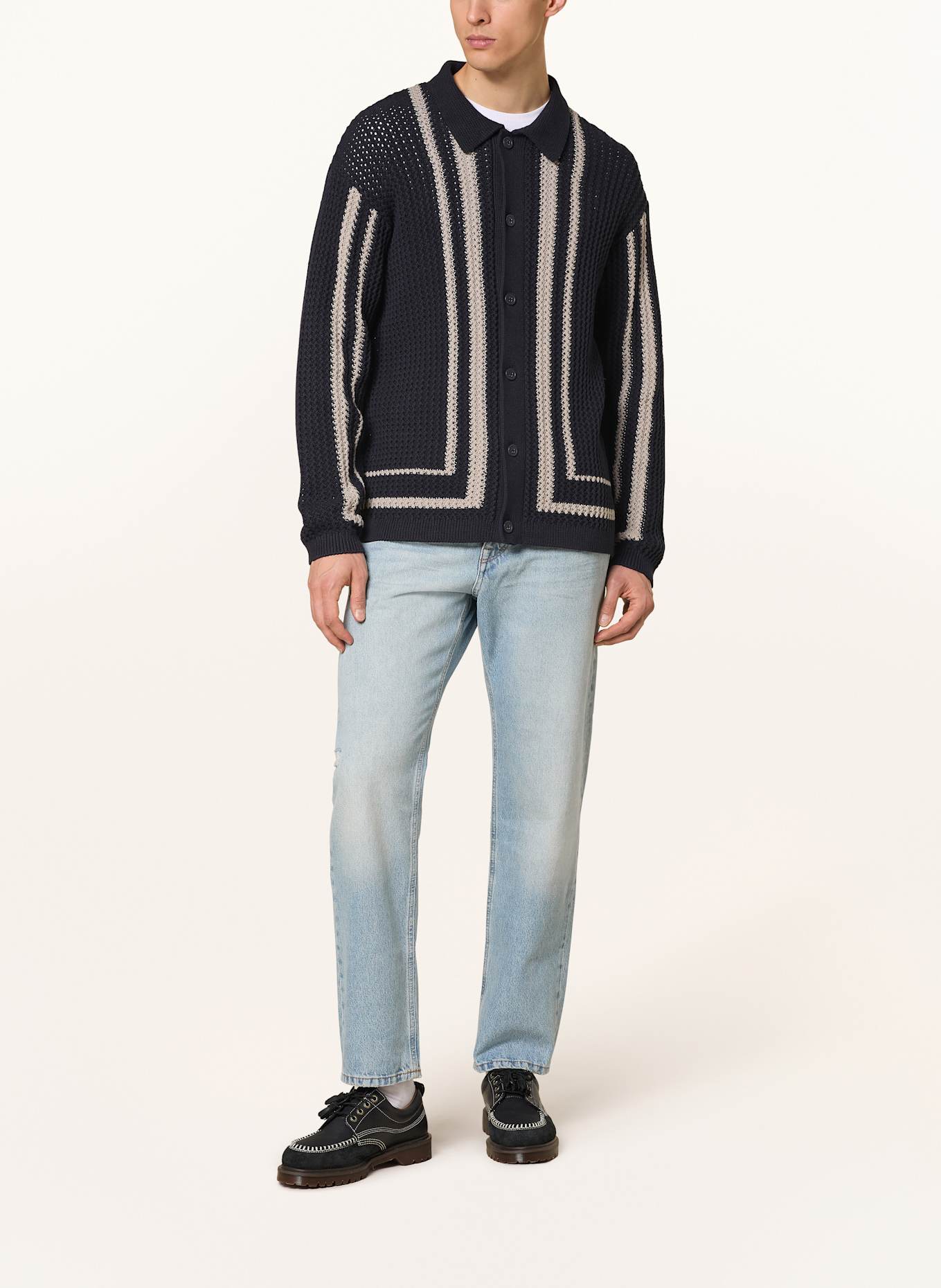 DRYKORN Strickjacke EMILIANO: DUNKELBLAU / HELLGRAU