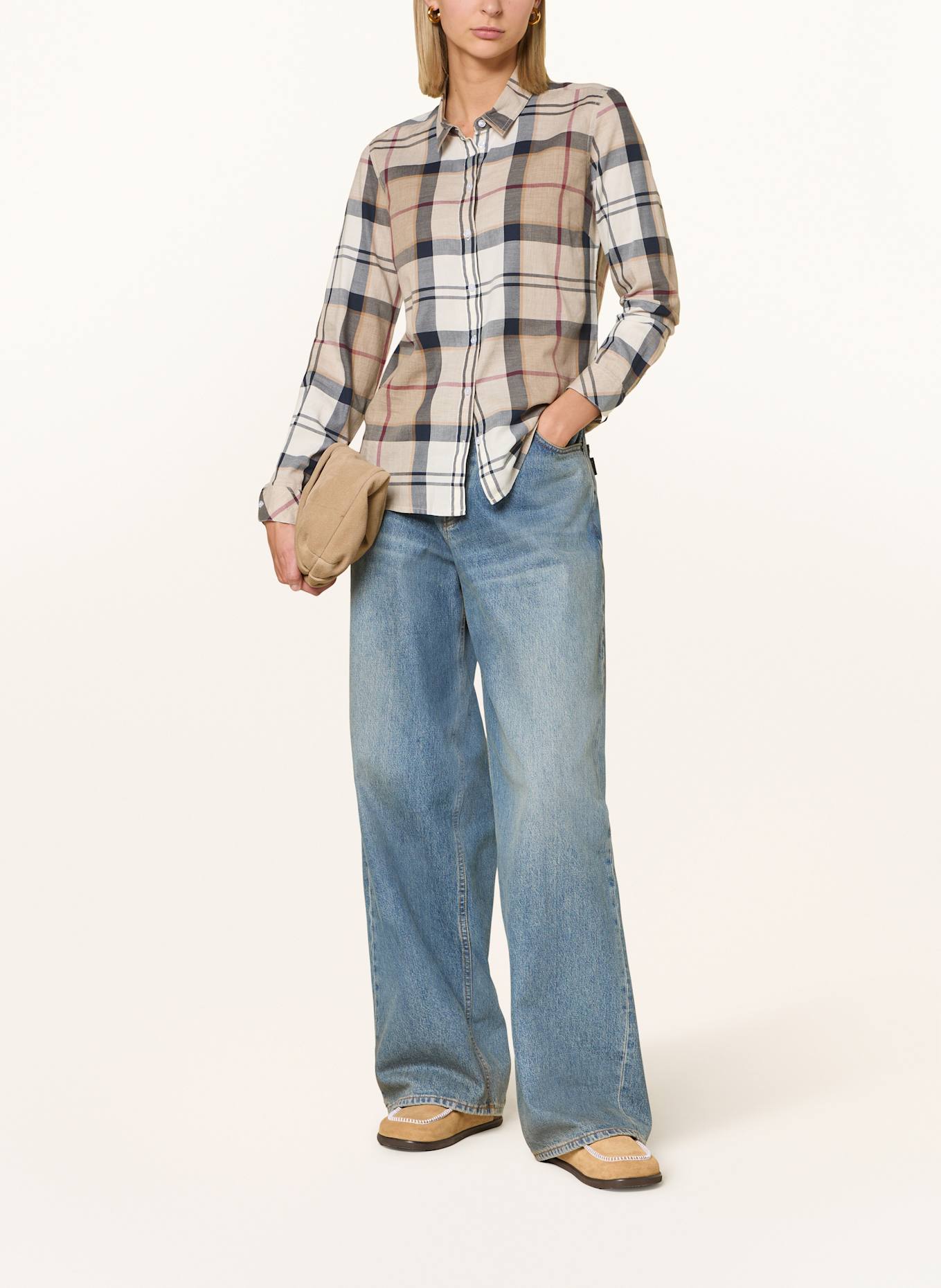 Barbour Hemdbluse BREDON: HELLBRAUN / DUNKELBLAU / ROT