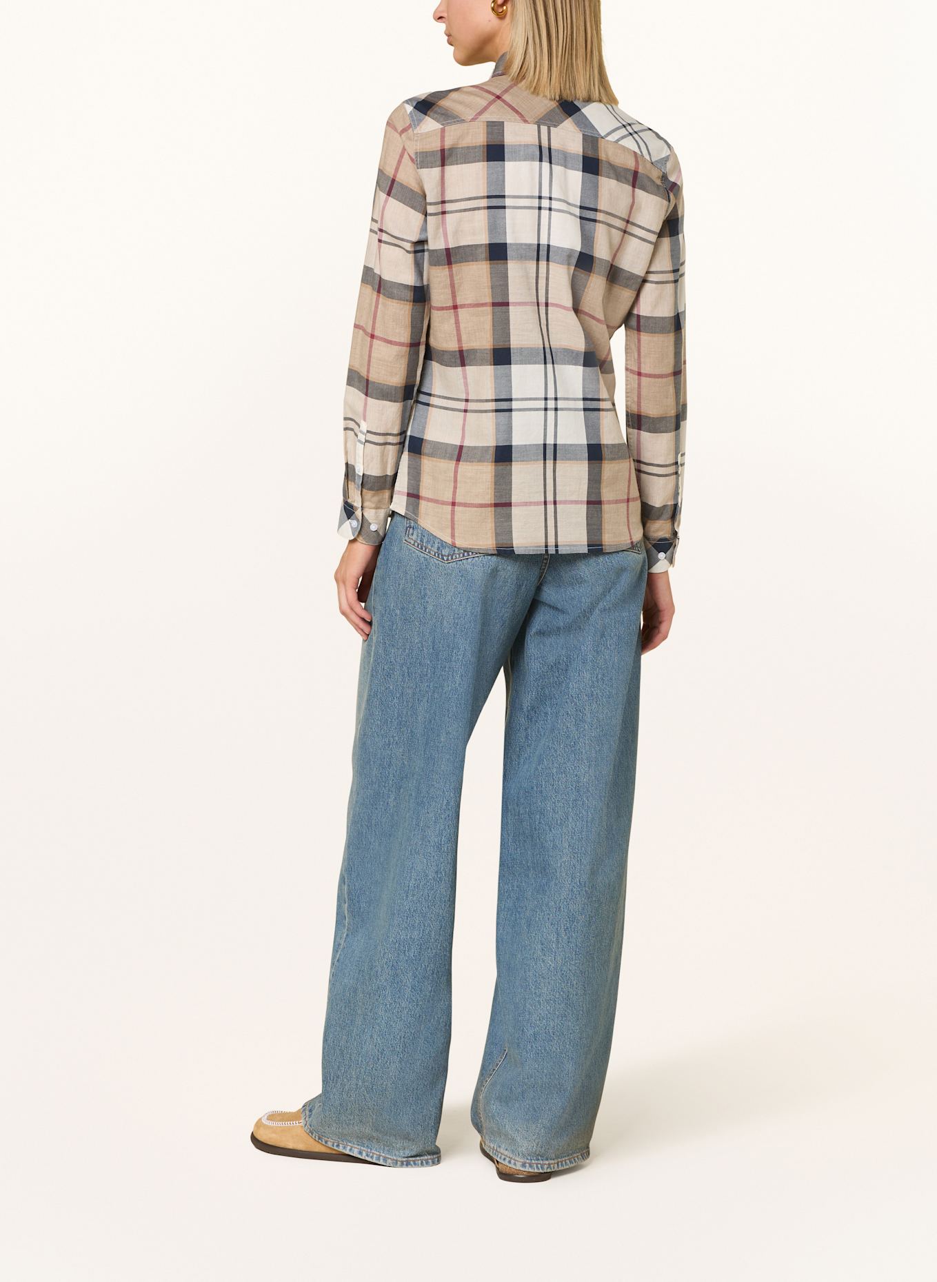 Barbour Hemdbluse BREDON: HELLBRAUN / DUNKELBLAU / ROT