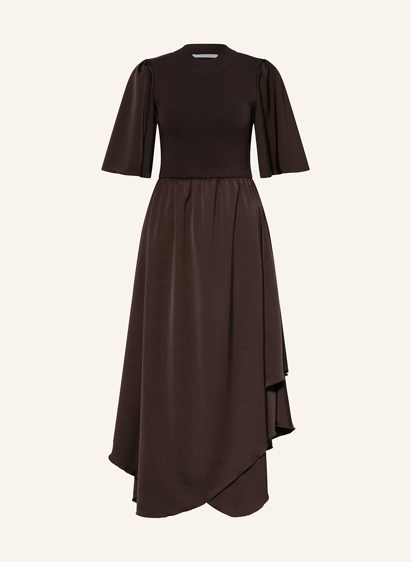 GESTUZ Kleid GZSAMA im Materialmix: DUNKELBRAUN