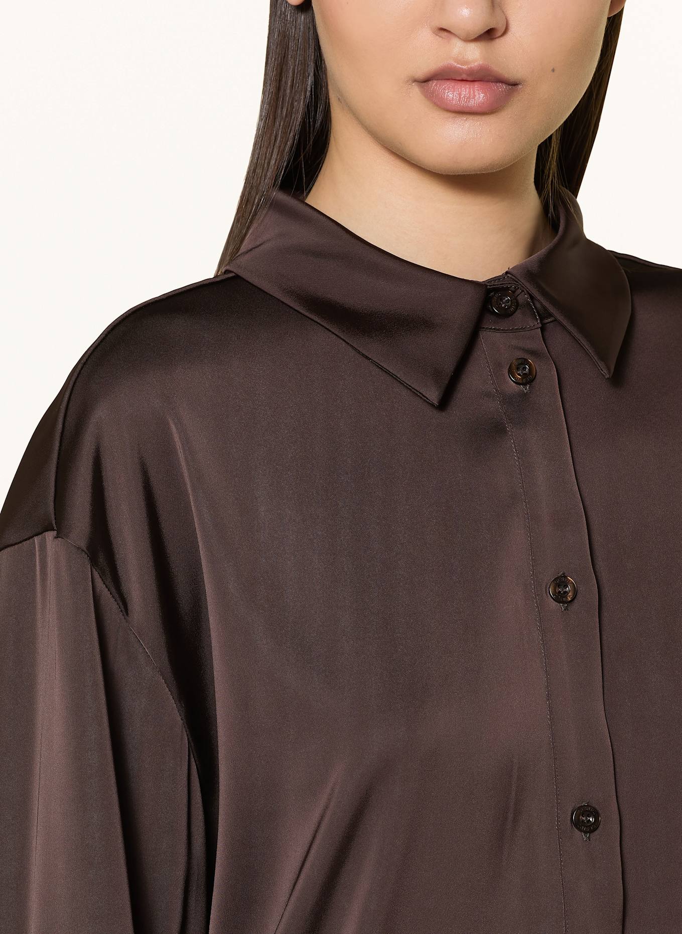 GESTUZ Hemdbluse GZJESSIE aus Satin: DUNKELBRAUN