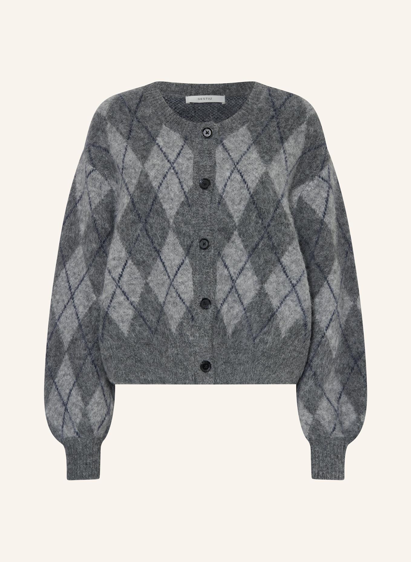 GESTUZ Strickjacke GZSASI aus Alpaka: GRAU / DUNKELGRAU / BLAU