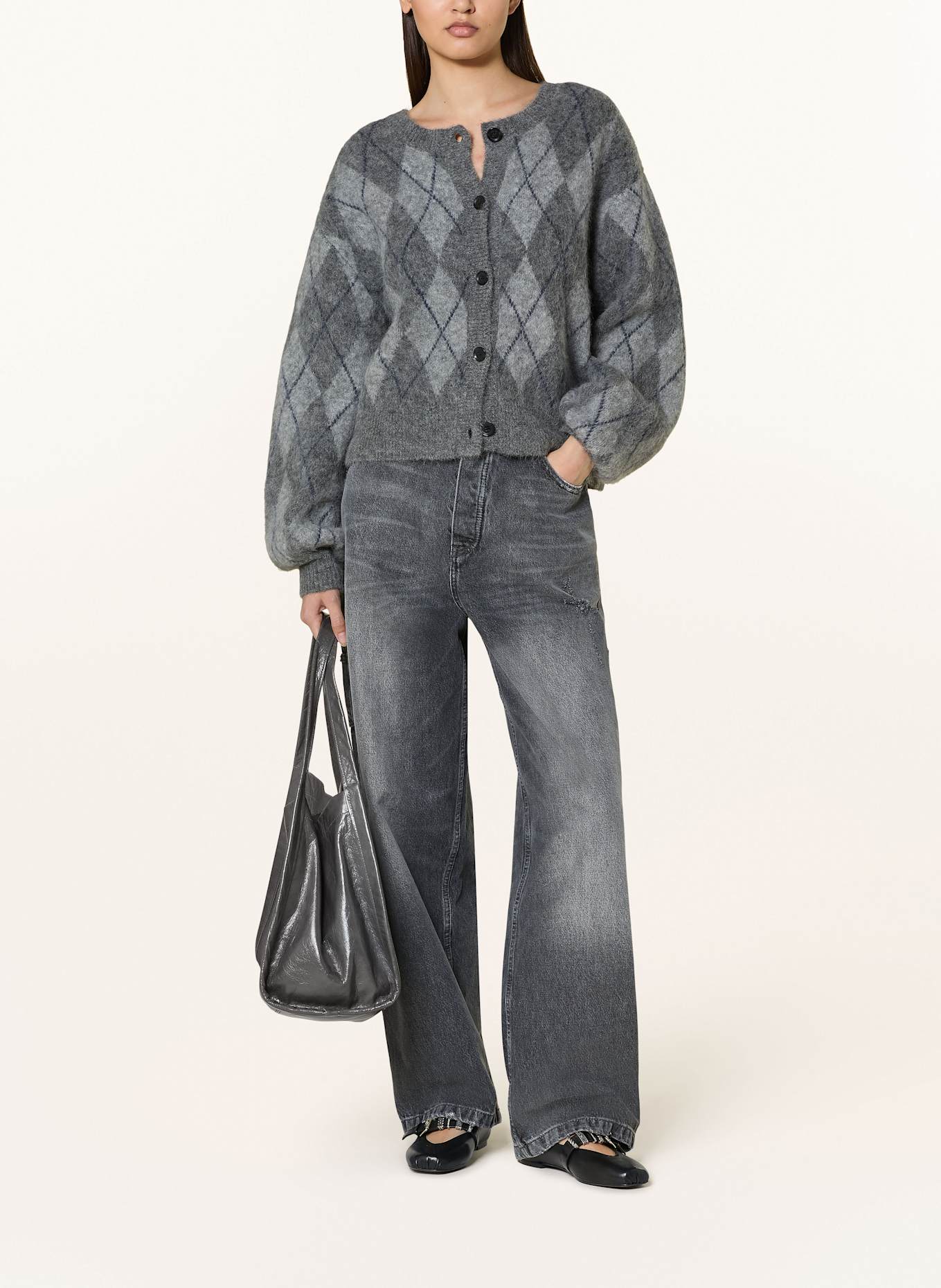 GESTUZ Strickjacke GZSASI aus Alpaka: GRAU / DUNKELGRAU / BLAU