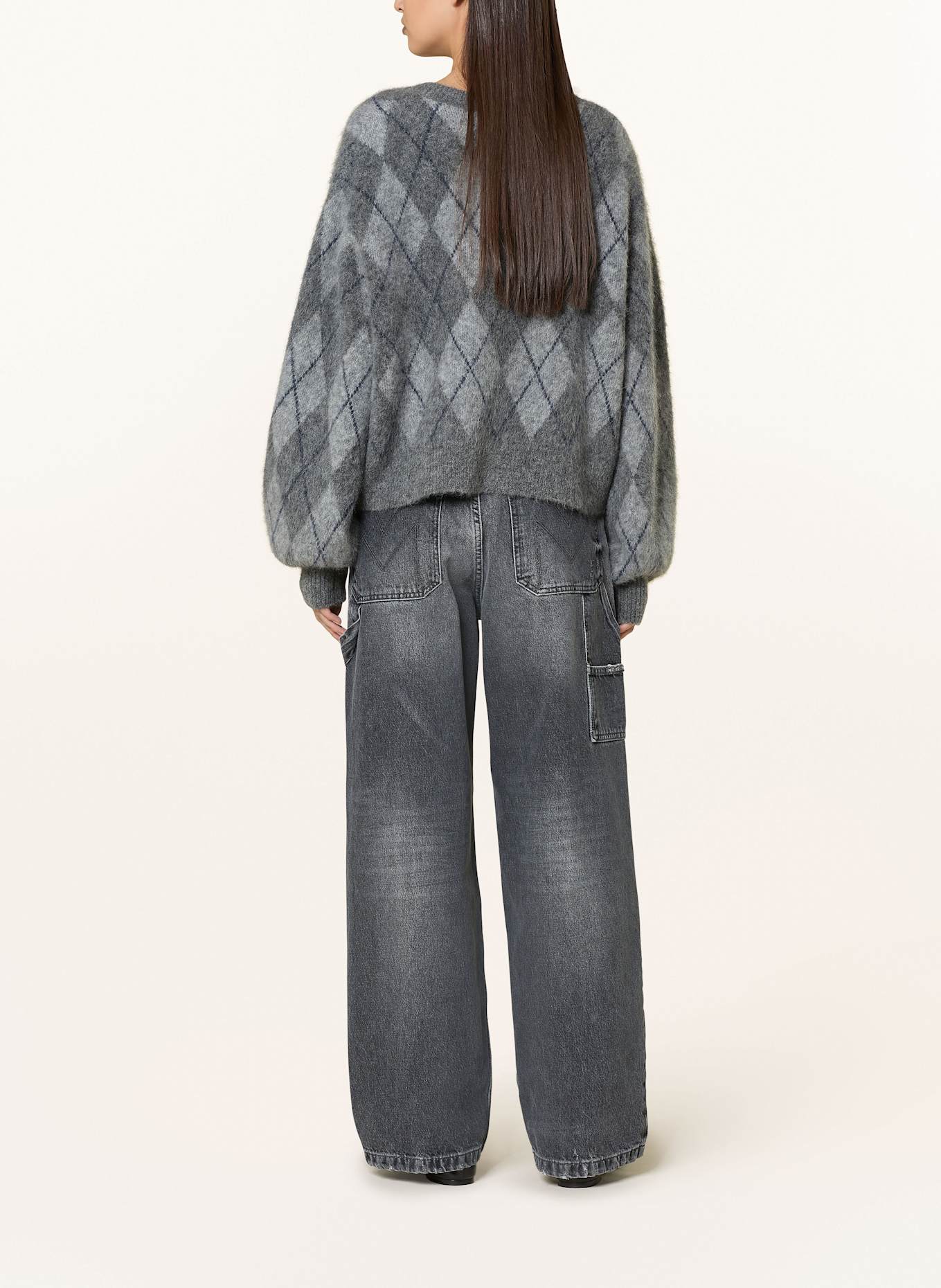 GESTUZ Strickjacke GZSASI aus Alpaka: GRAU / DUNKELGRAU / BLAU