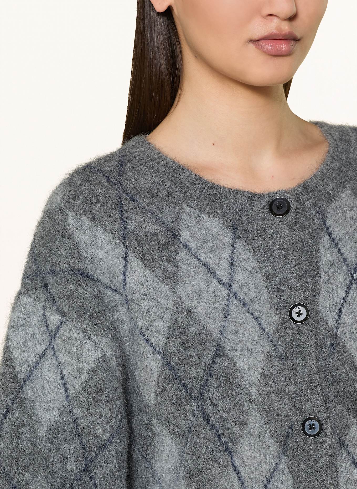 GESTUZ Strickjacke GZSASI aus Alpaka: GRAU / DUNKELGRAU / BLAU