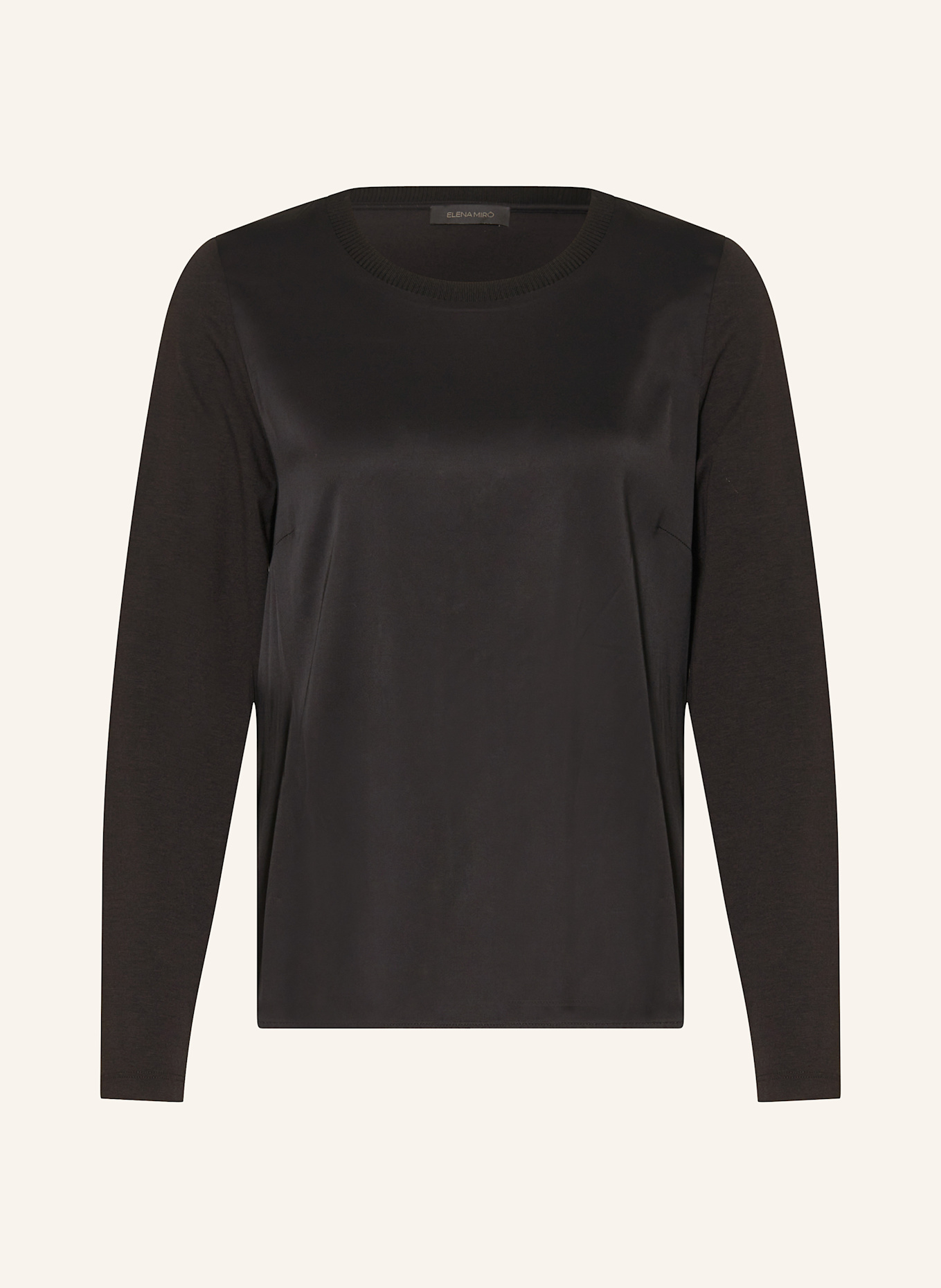 ELENA MIRO Longsleeve im Materialmix: SCHWARZ