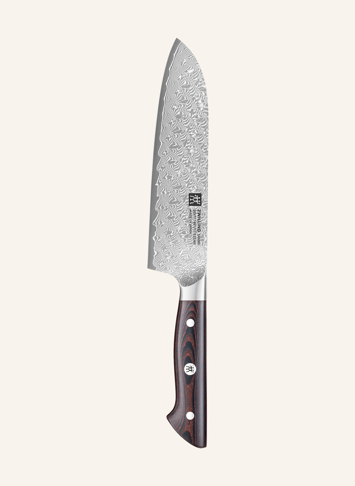 ZWILLING Nóż Santoku TANREI: CIEMNOBRĄZOWY/ SREBRNY