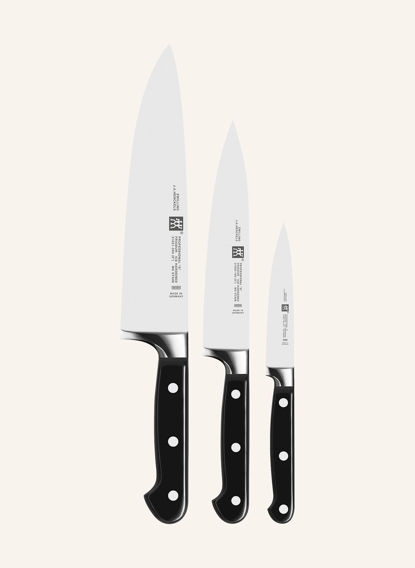 ZWILLING 3-tlg. Messer-Set PROFESSIONAL S: SCHWARZ / SILBER