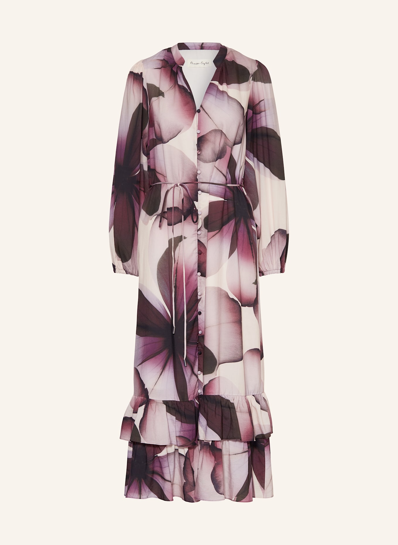 Phase Eight Kleid CLARRA mit Volants: CREME / HELLLILA / DUNKELLILA