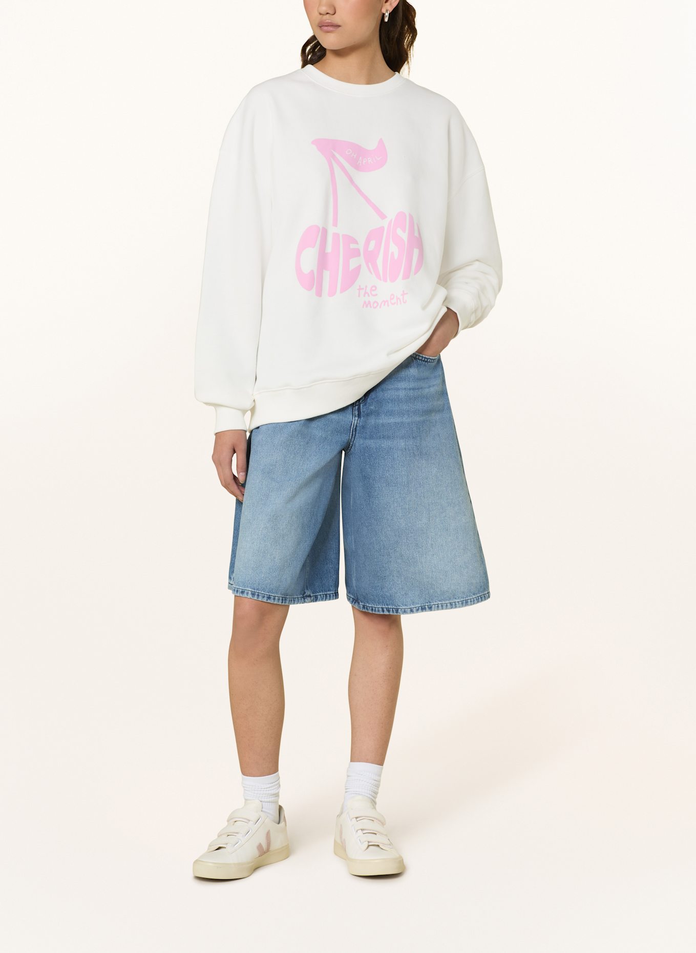 OH APRIL Sweatshirt OV: WHITE/ PINK