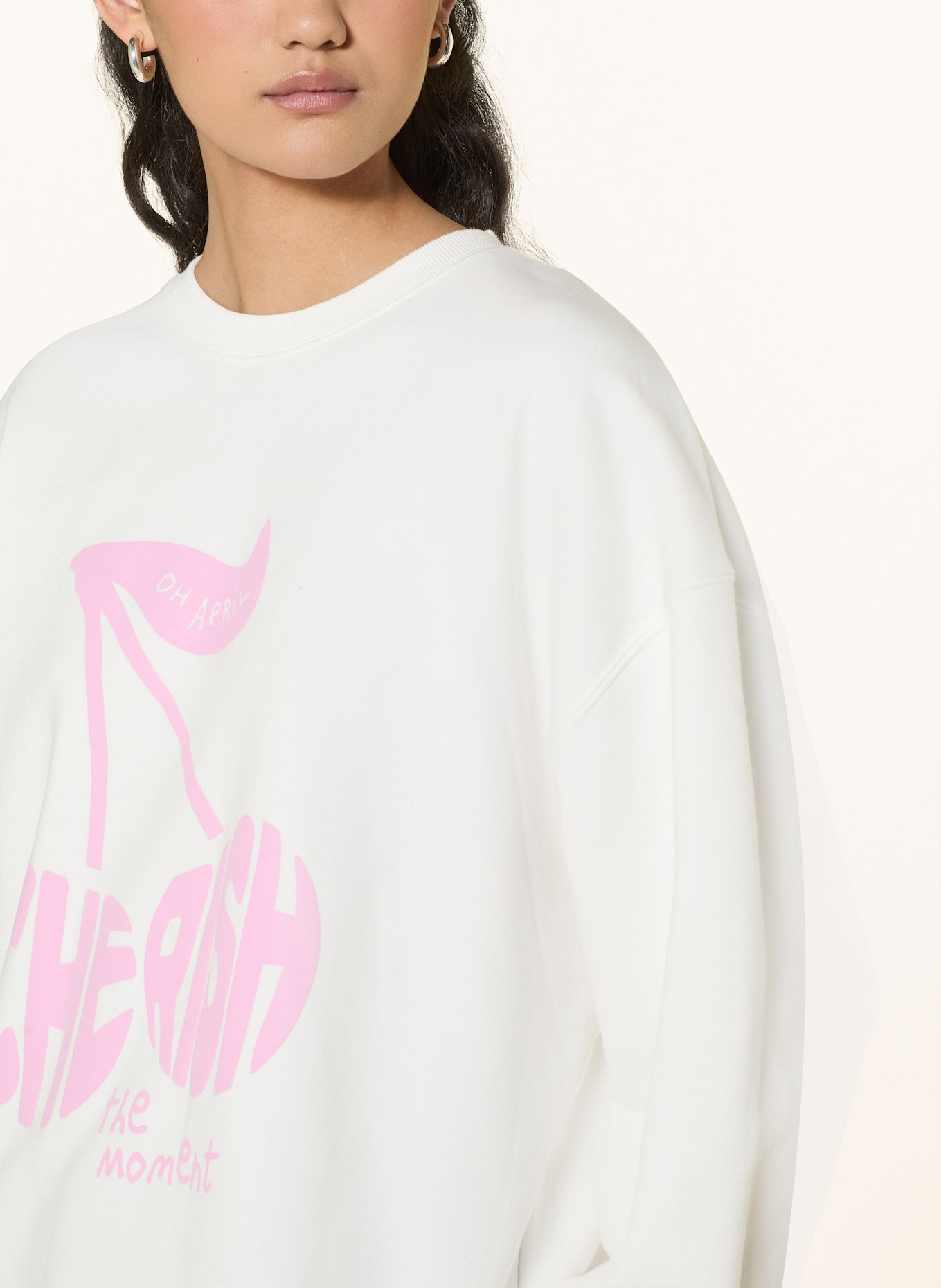 OH APRIL Sweatshirt OV: WHITE/ PINK