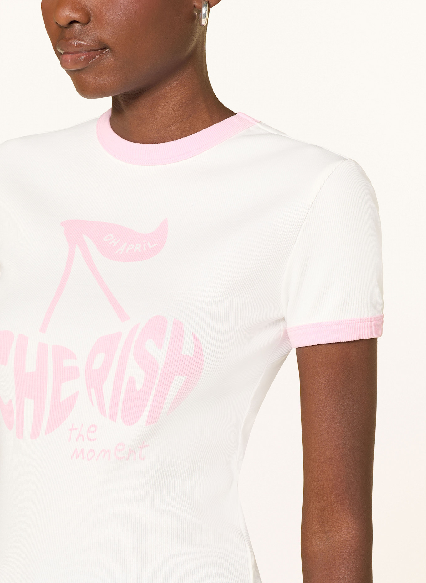 OH APRIL T-Shirt CHERISH: WEISS / ROSA