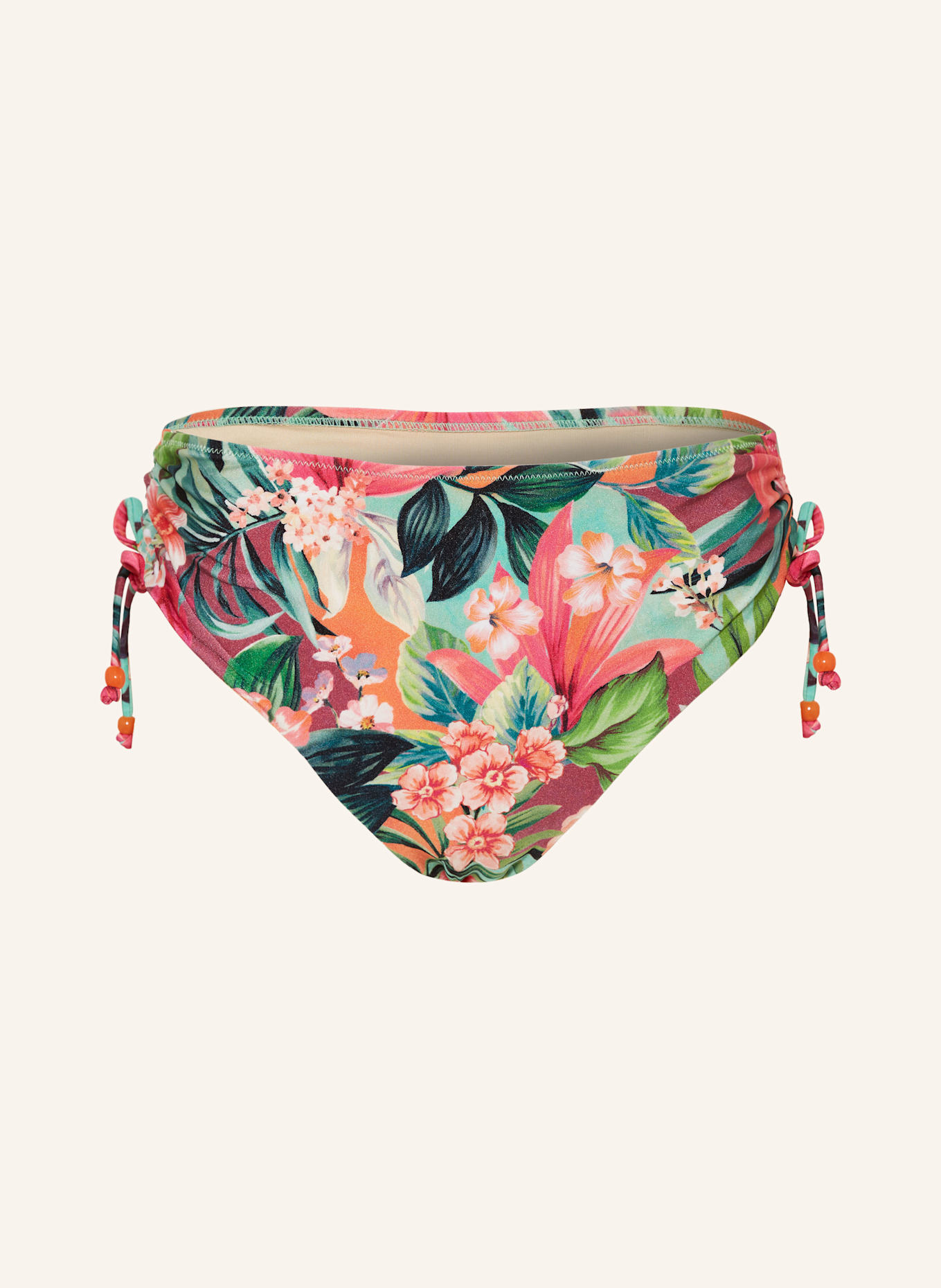 MARIE JO High-Waist-Bikini-Hose NORMA JEANNE mit Schmuckperlen: ORANGE / GRÜN / PINK
