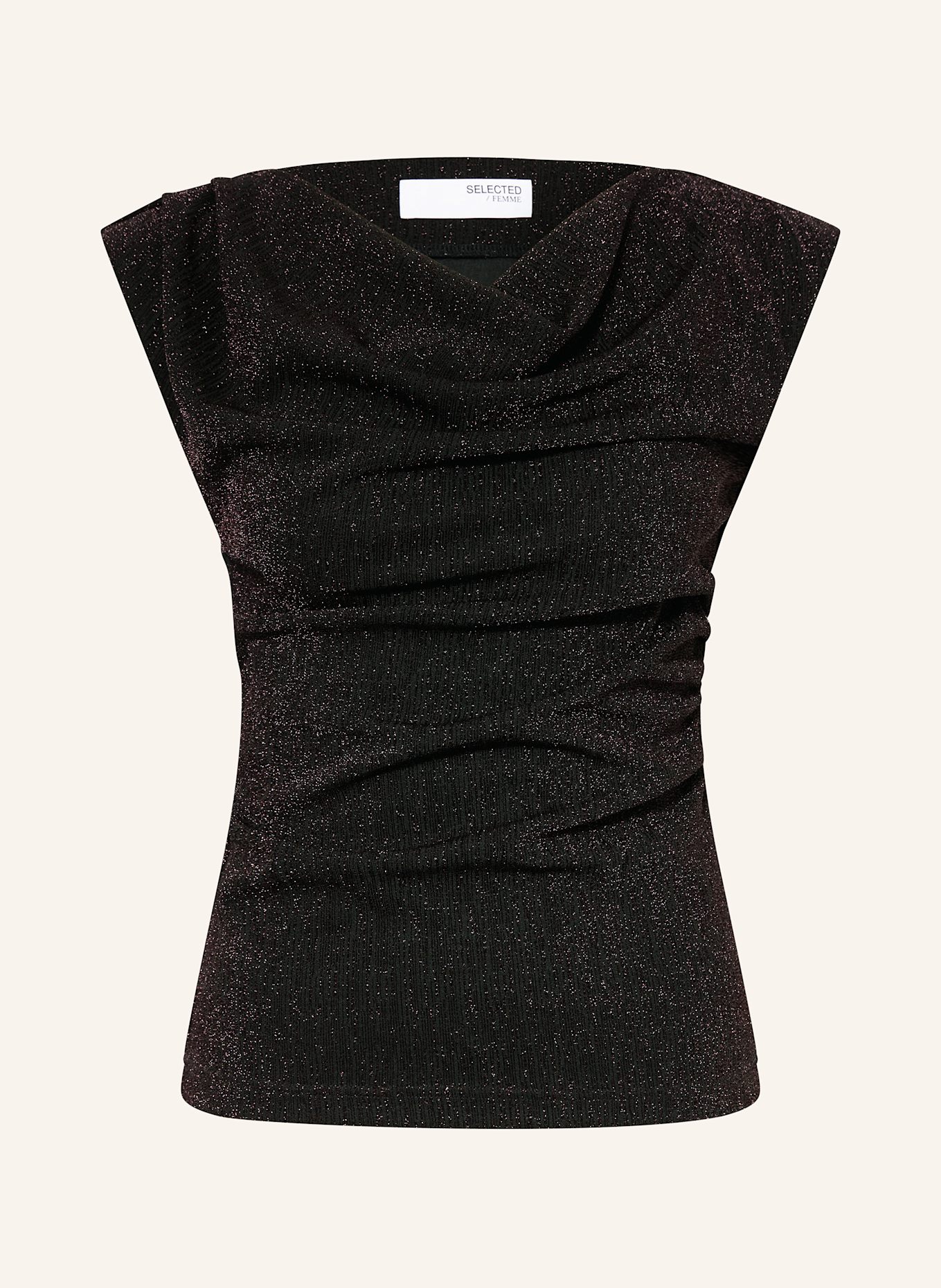 SELECTED Femme Top mit Glitzergarn: DUNKELBRAUN / DUNKELROT
