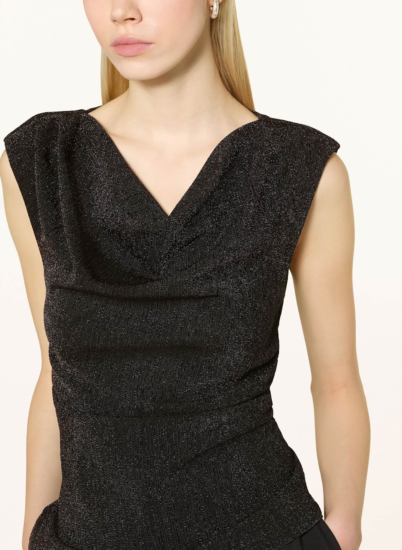 SELECTED Femme Top mit Glitzergarn: DUNKELBRAUN / DUNKELROT