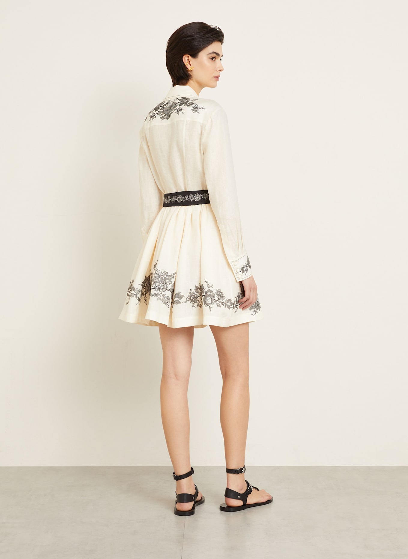 ZIMMERMANN Linen dress: CREAM / BLACK
