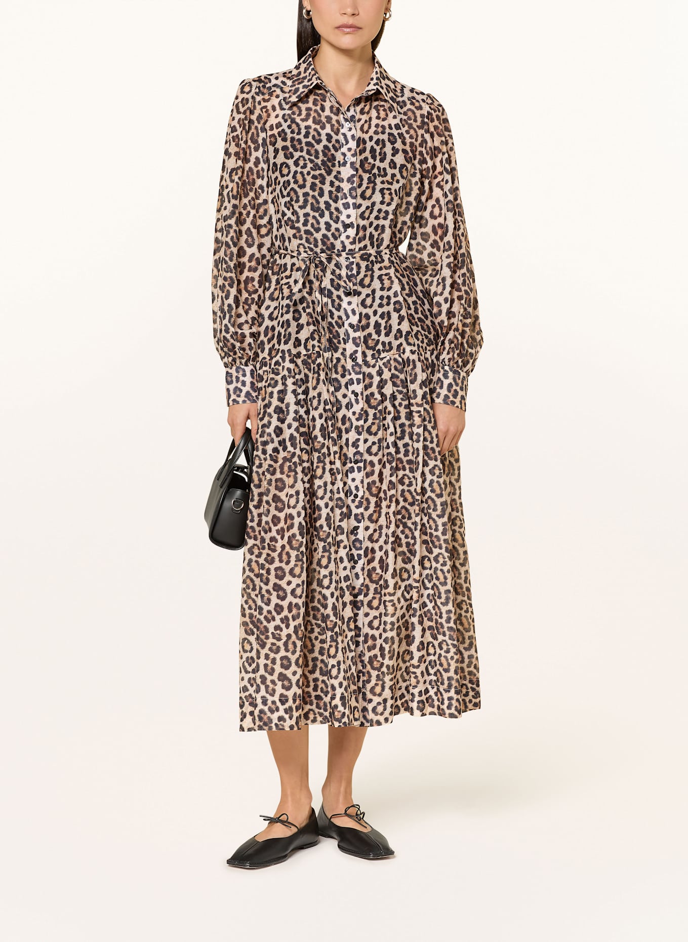 ÉMANOU Hemdblusenkleid: CREME / SCHWARZ / HELLBRAUN