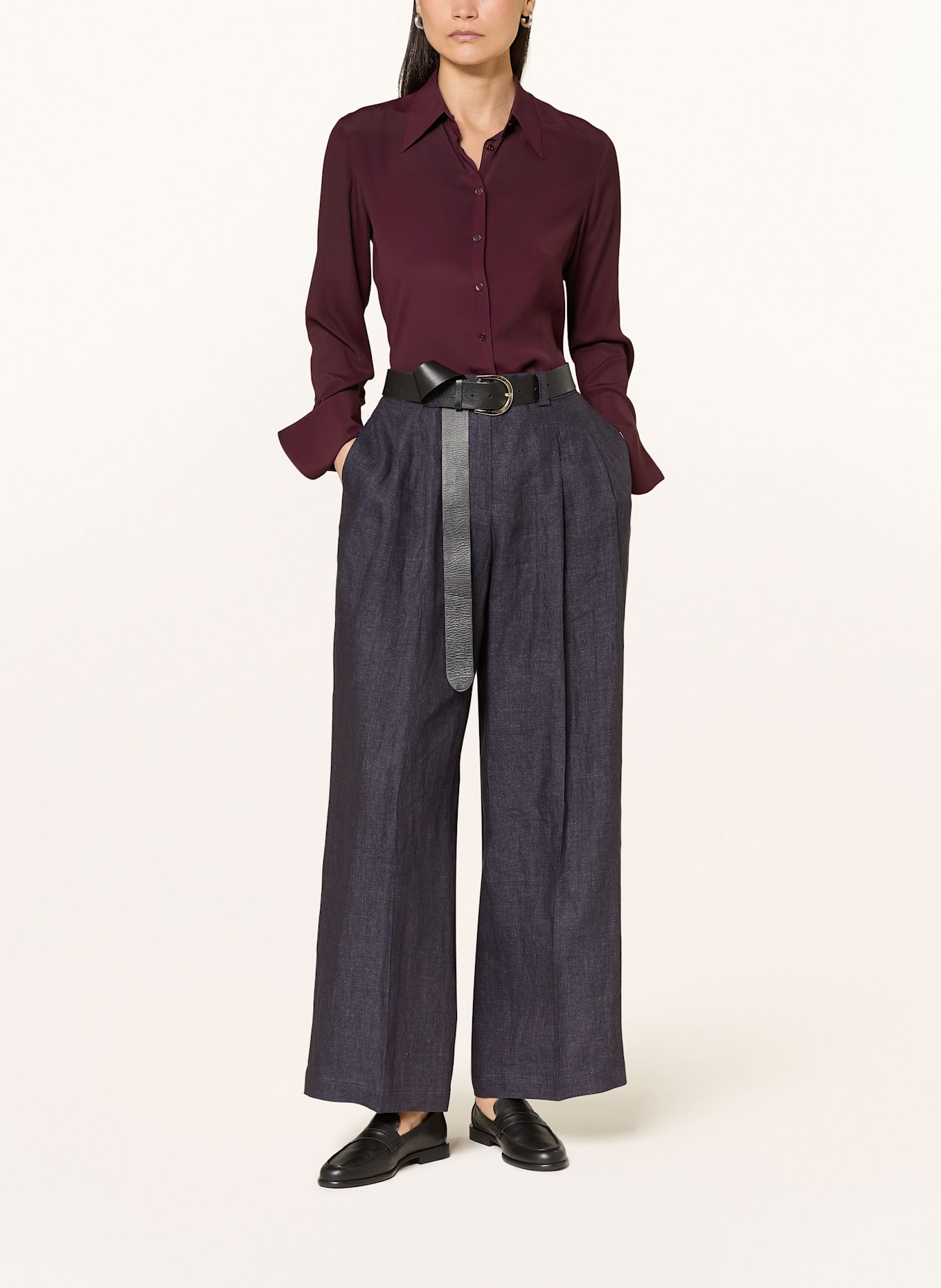 ÉMANOU Hemdbluse mit Seide: DUNKELROT