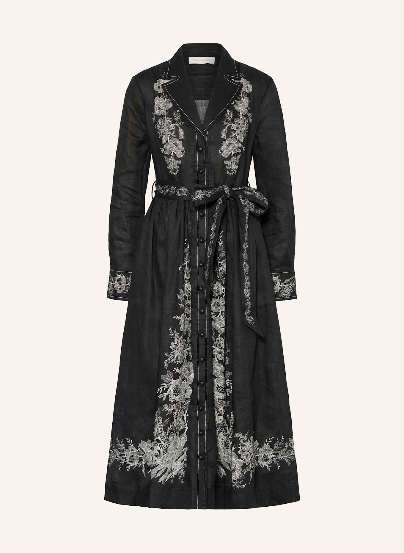 ZIMMERMANN Lněné šaty: ČERNÁ / BÍLÁ