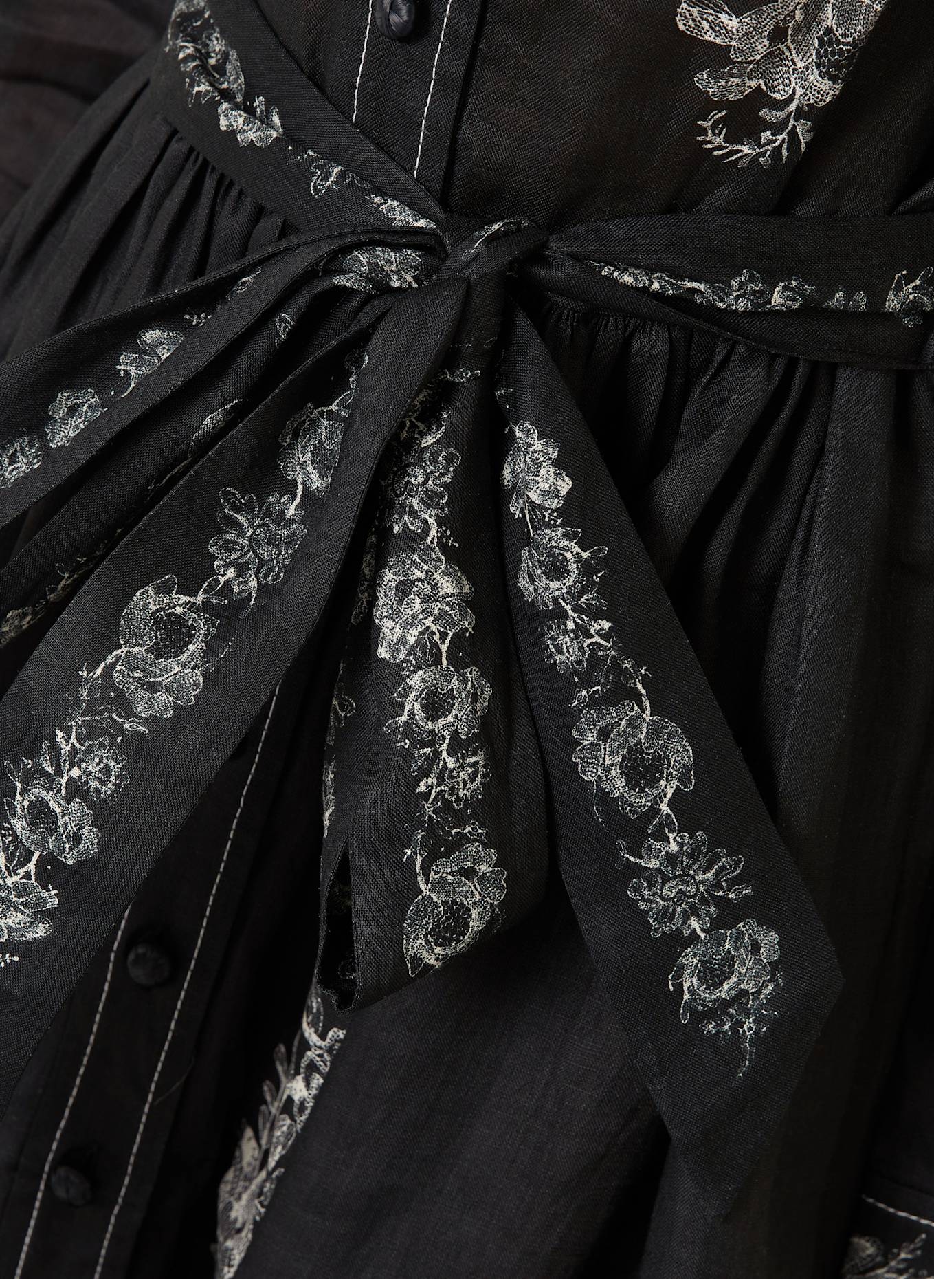 ZIMMERMANN Lněné šaty: ČERNÁ / BÍLÁ