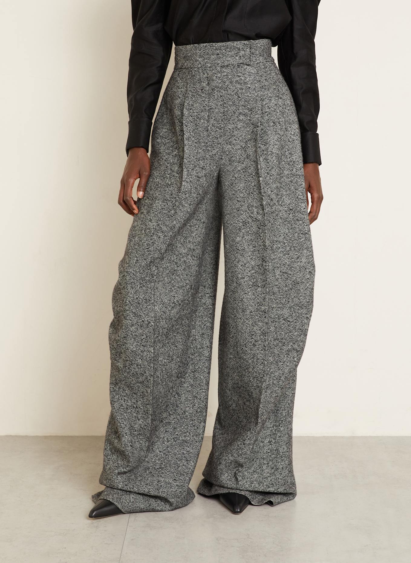 Max Mara Marlenehose SIMONE mit Seide: SCHWARZ / WEISS