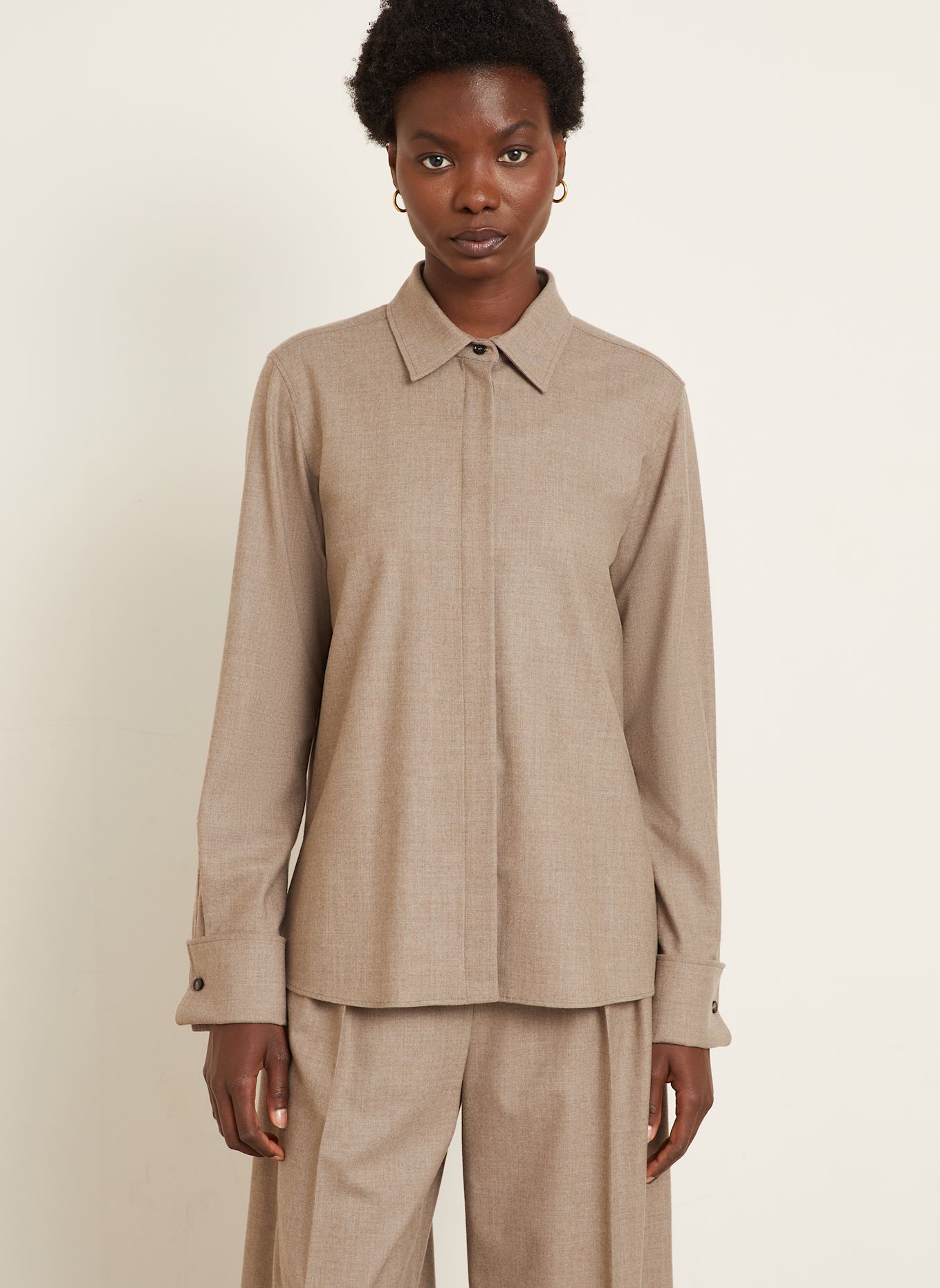 Max Mara Hemdbluse TEBAIDE aus Cashmere: BEIGE