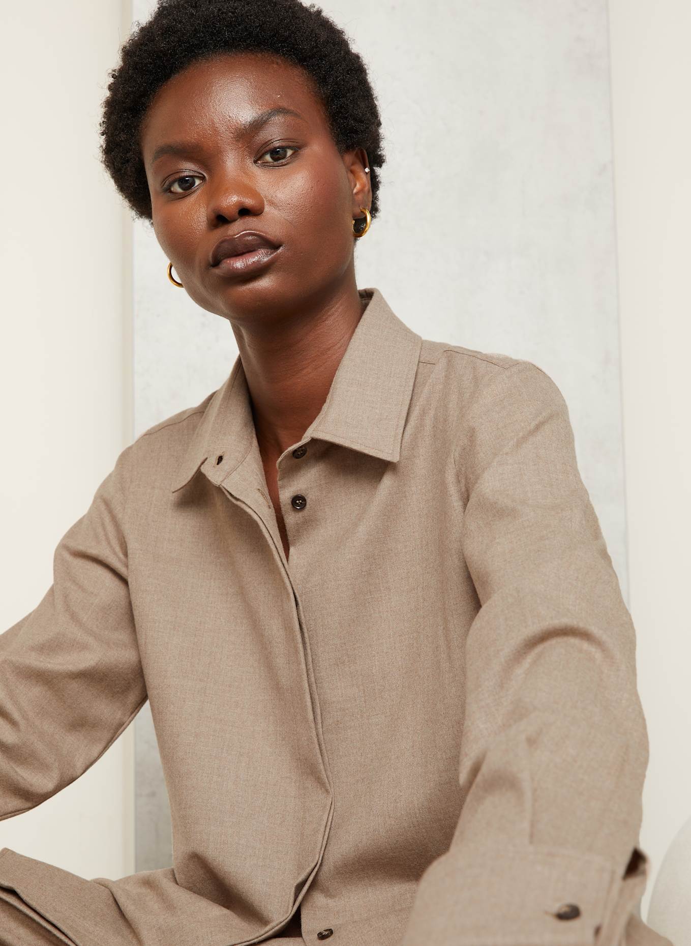 Max Mara Hemdbluse TEBAIDE aus Cashmere: BEIGE