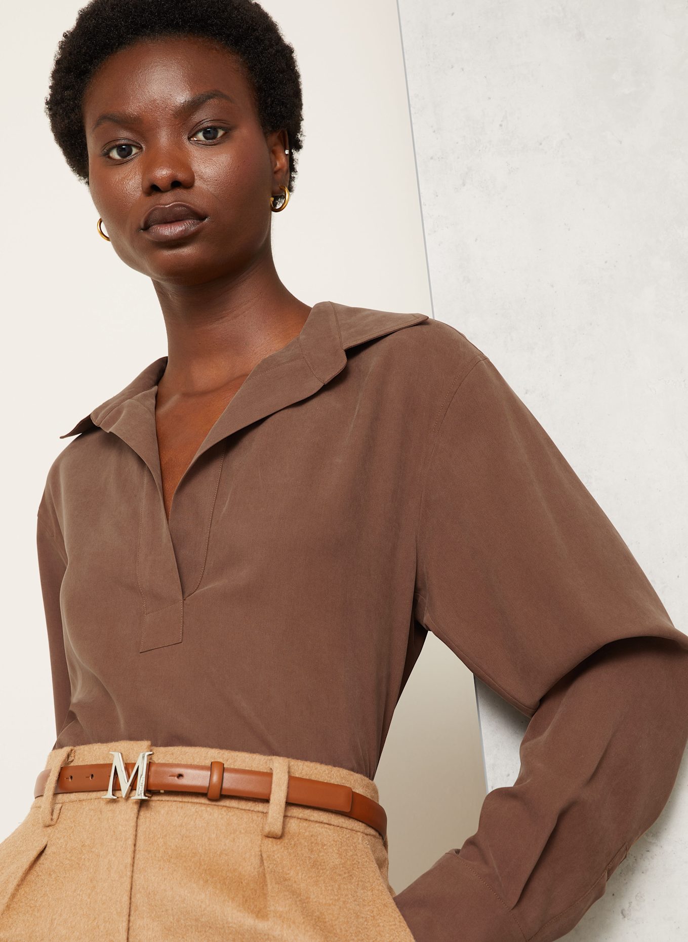 Max Mara Blusenshirt MIRKO aus Seide: BRAUN