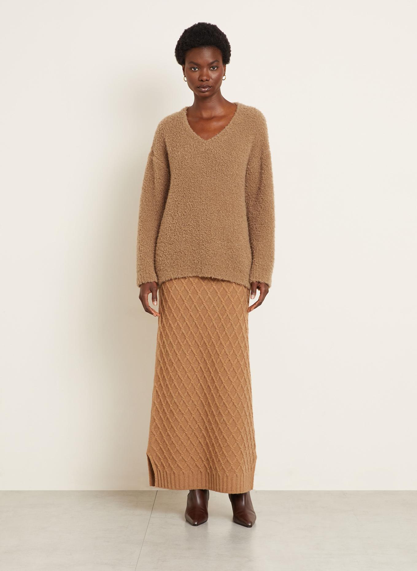 Max Mara Kamelhaar-Pullover PANTERA aus Bouclé: CAMEL