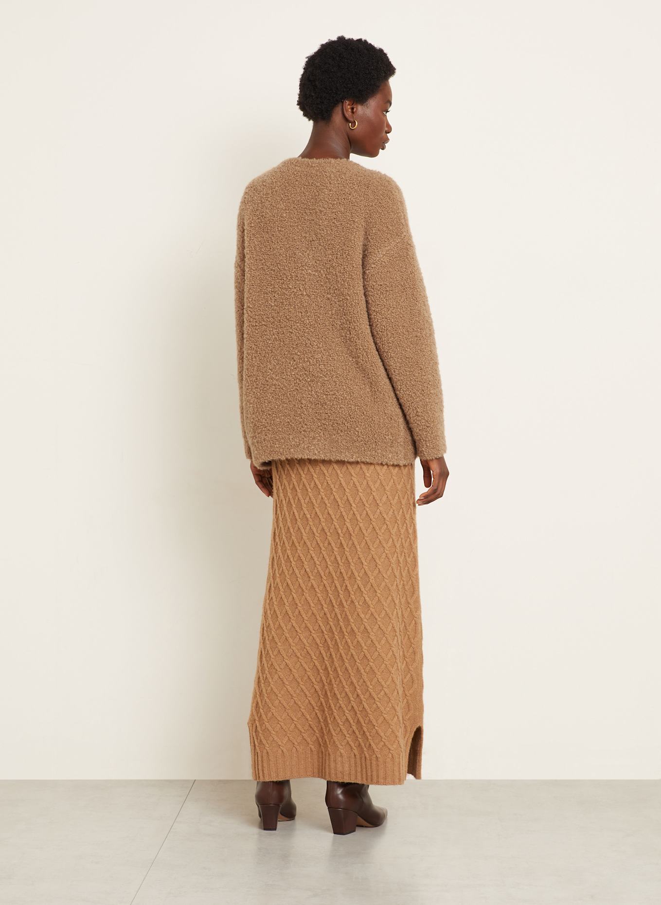Max Mara Kamelhaar-Pullover PANTERA aus Bouclé: CAMEL