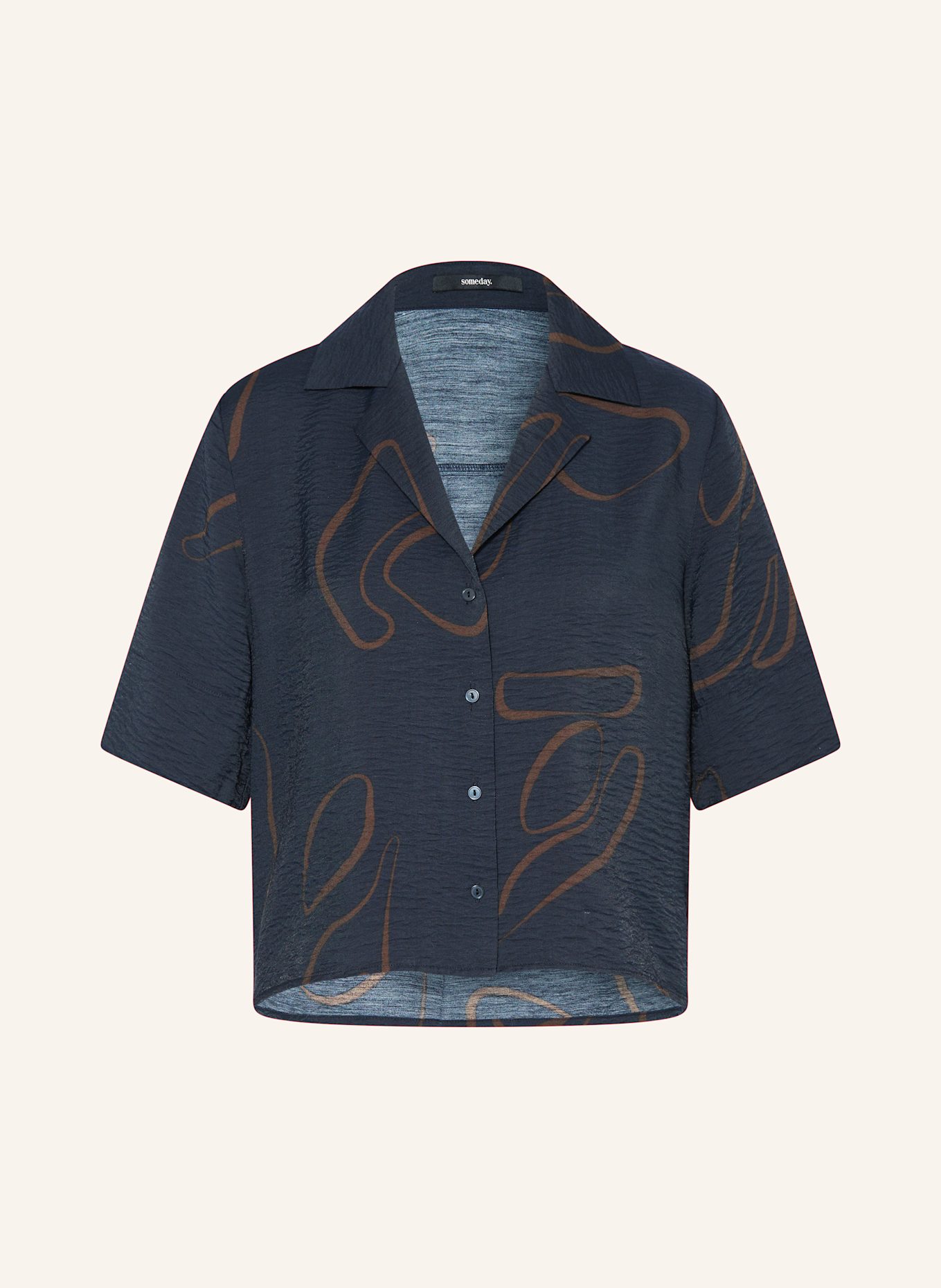 someday Cropped-Hemdbluse ZESORA: DUNKELBLAU / BRAUN