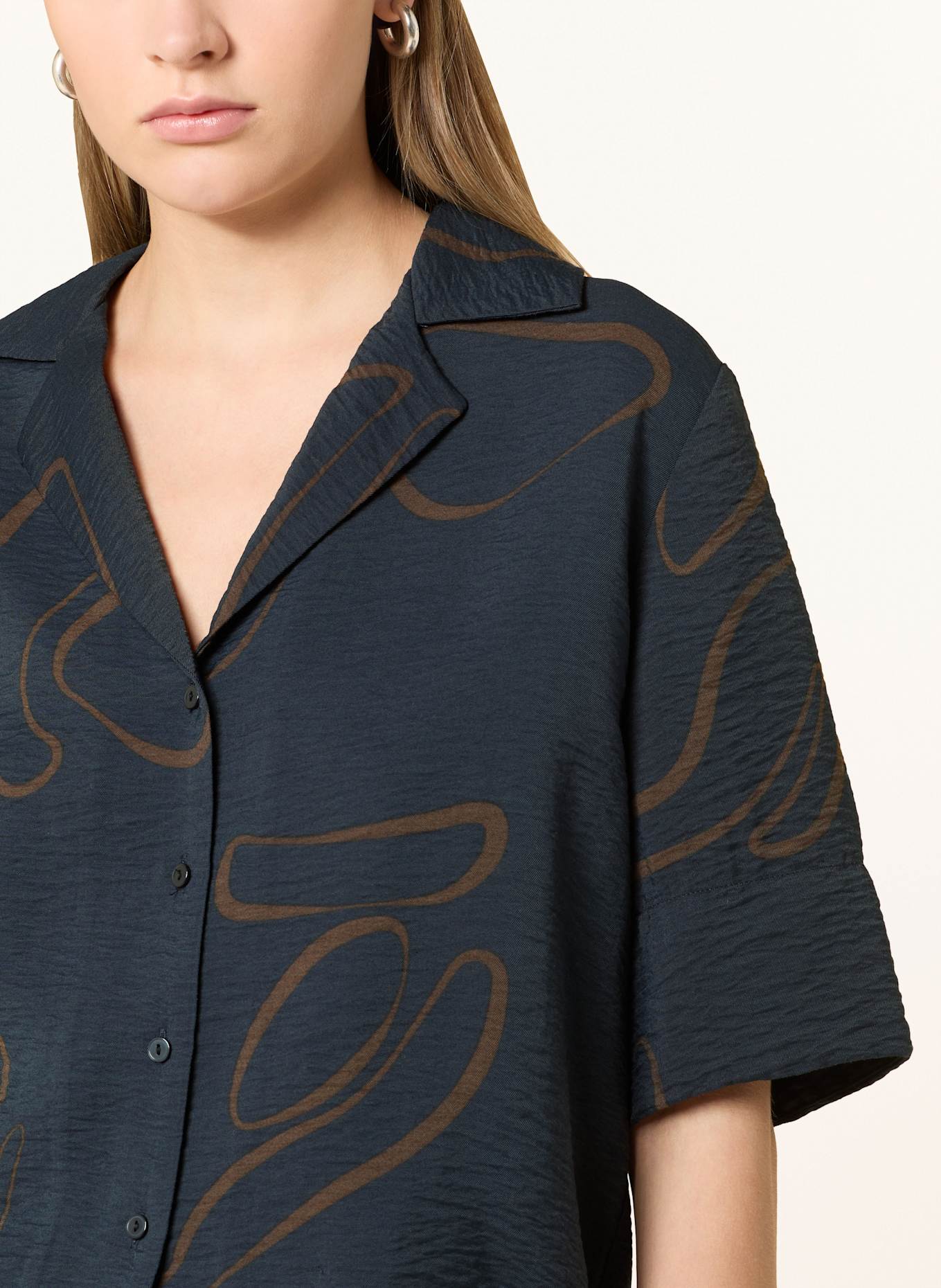 someday Cropped-Hemdbluse ZESORA: DUNKELBLAU / BRAUN