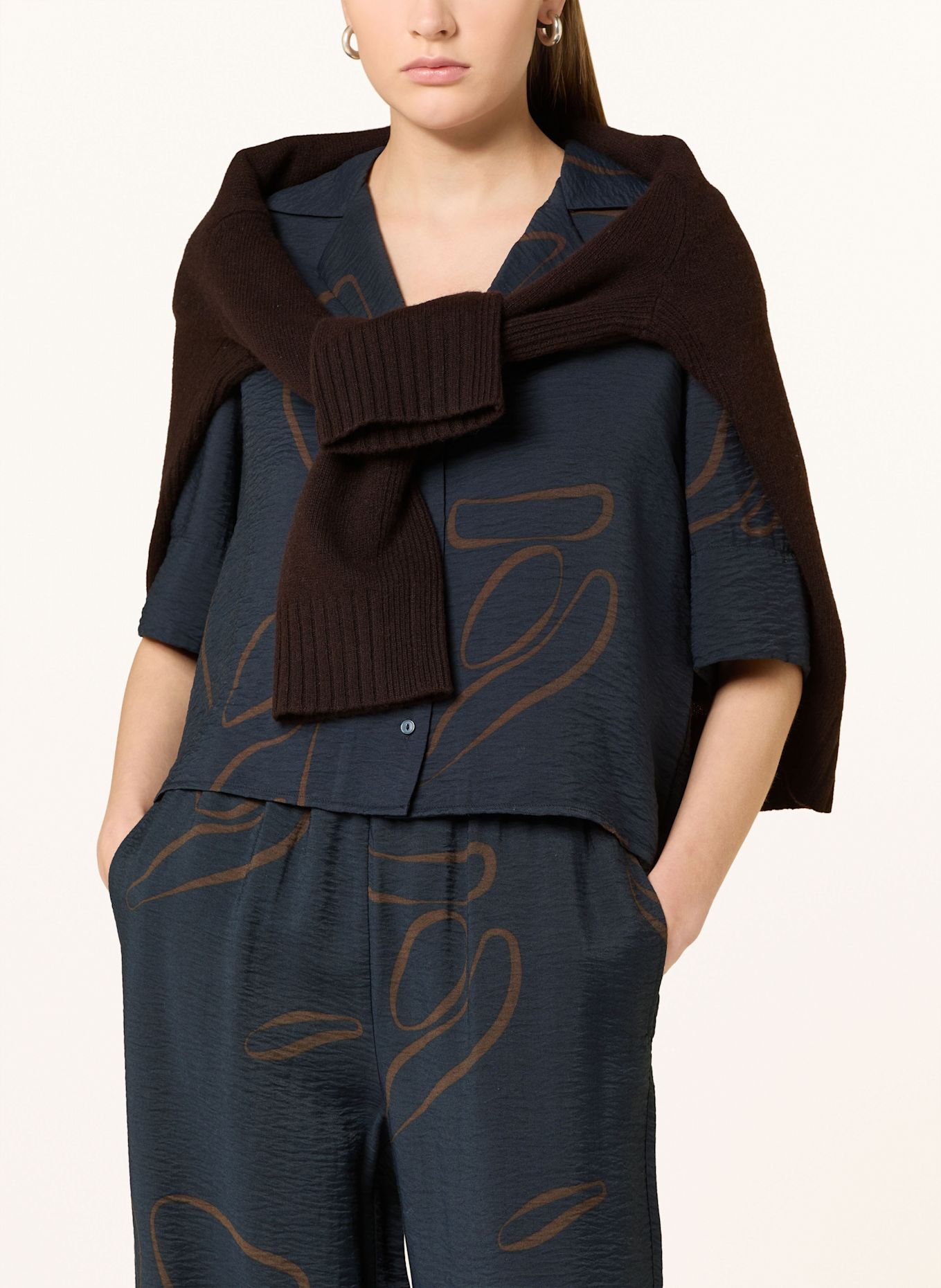 someday Cropped-Hemdbluse ZESORA: DUNKELBLAU / BRAUN