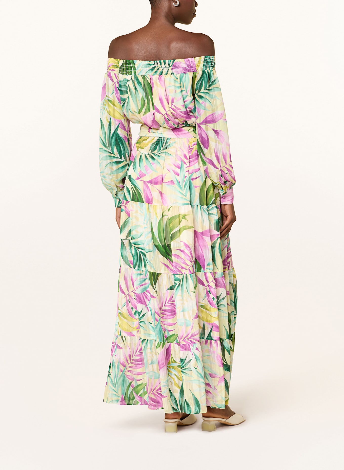 GUESS Off-Shoulder-Kleid JOSEE: GRÜN/ FUCHSIA/ HELLGELB
