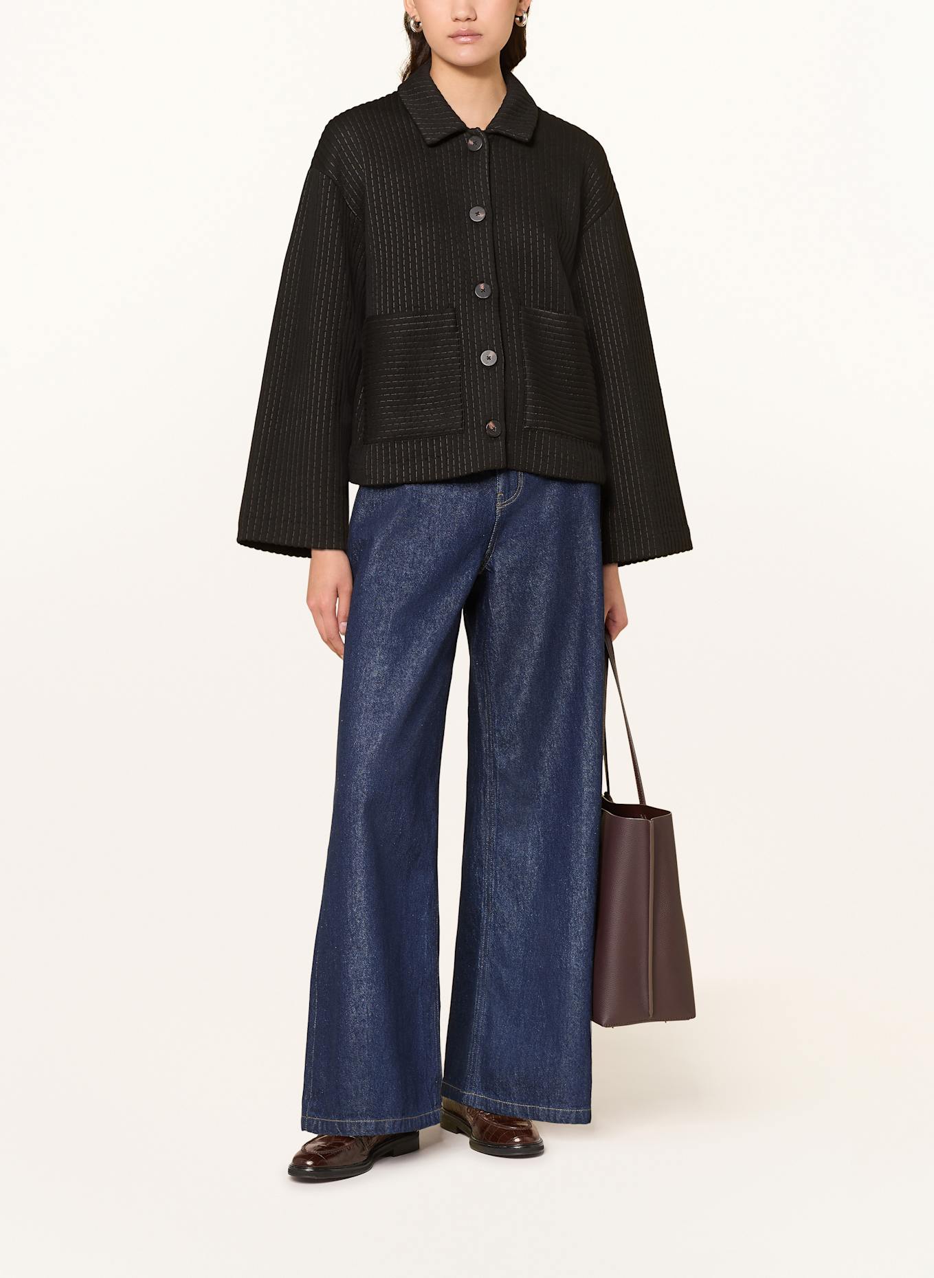 ICHI Kastenjacke IHKATE aus Jersey: SCHWARZ / DUNKELBRAUN