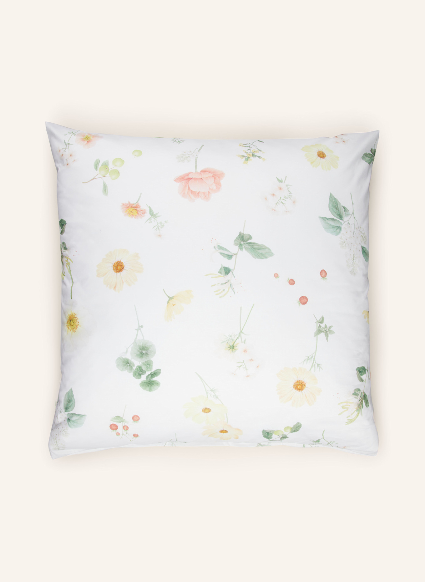 SCHLOSSBERG Kissenbezug ZINNIA: WEISS / GRÜN / GELB