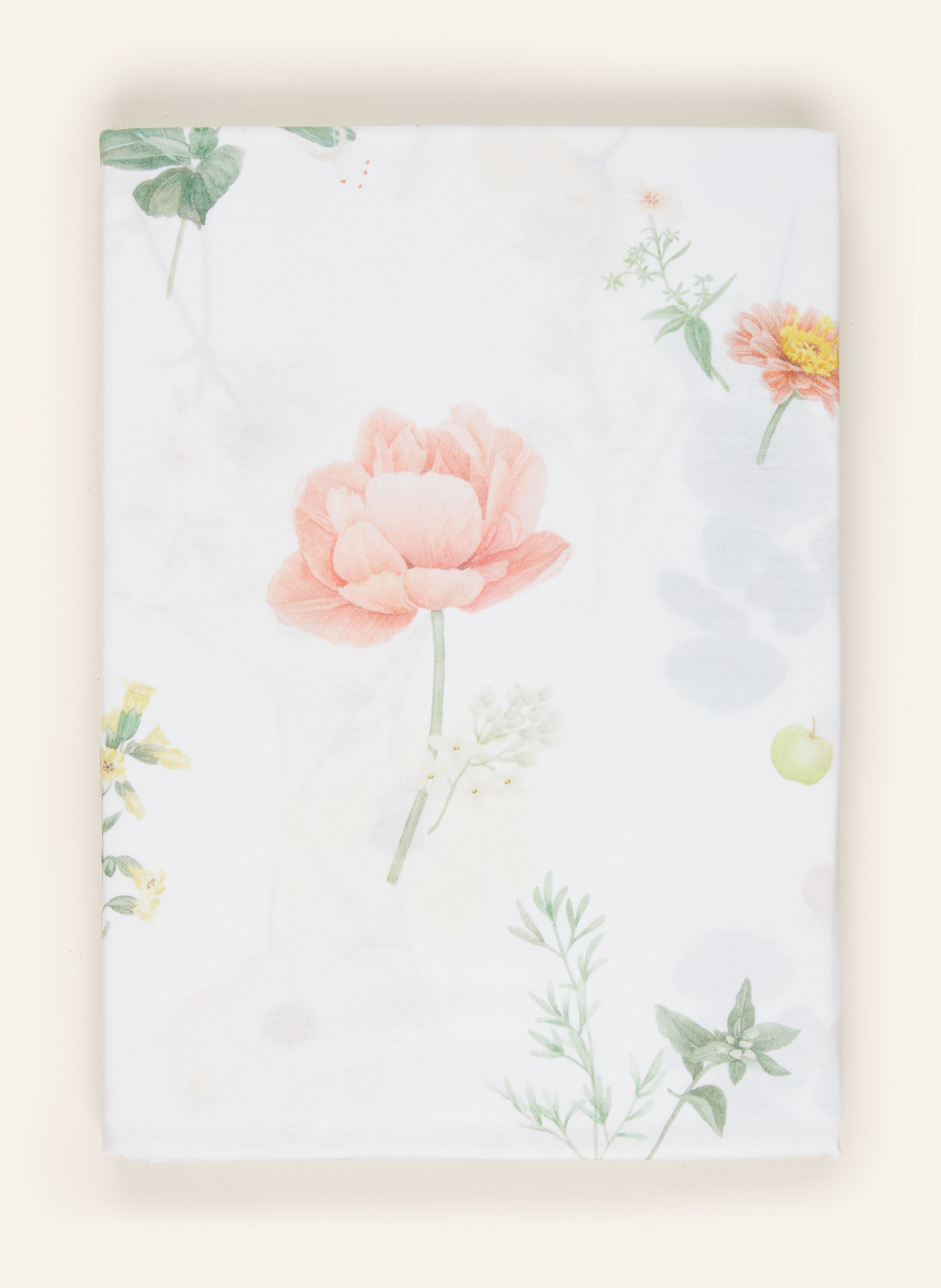 SCHLOSSBERG Bettbezug ZINNIA: WEISS / GRÜN / HELLORANGE